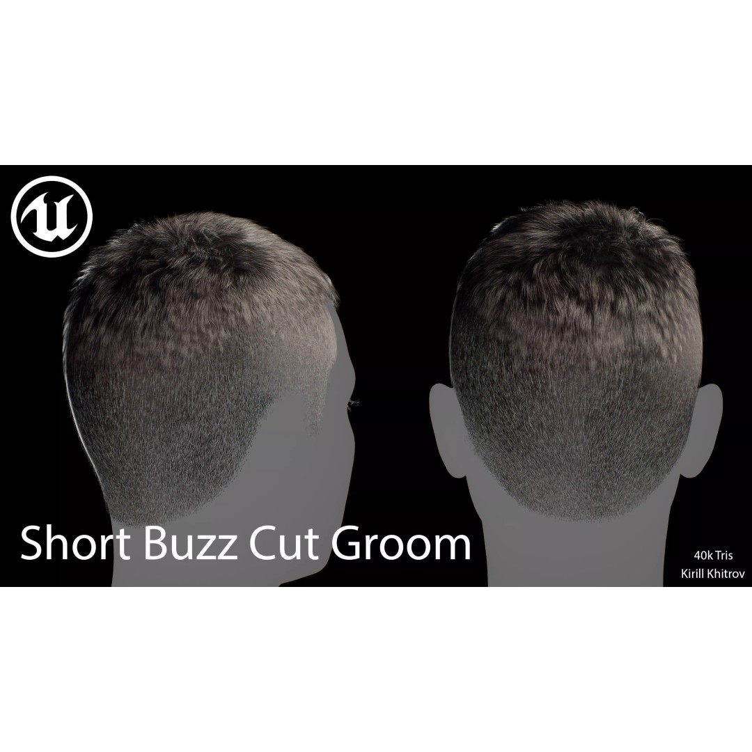 Short Buzz Cut Hair 3D Model – Low Poly Game-Ready Asset, FBX/OBJ - View 11