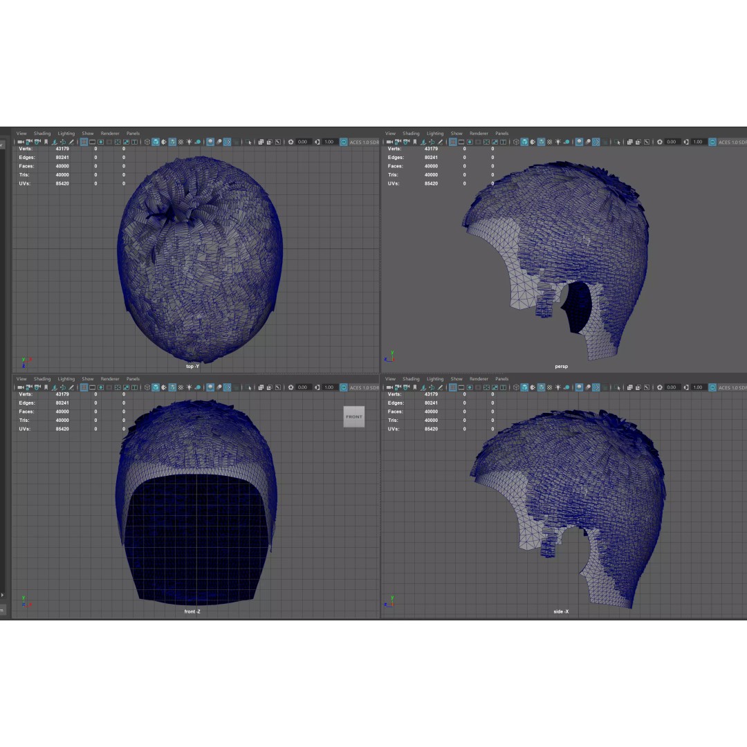 Short Buzz Cut Hair 3D Model – Low Poly Game-Ready Asset, FBX/OBJ - View 12