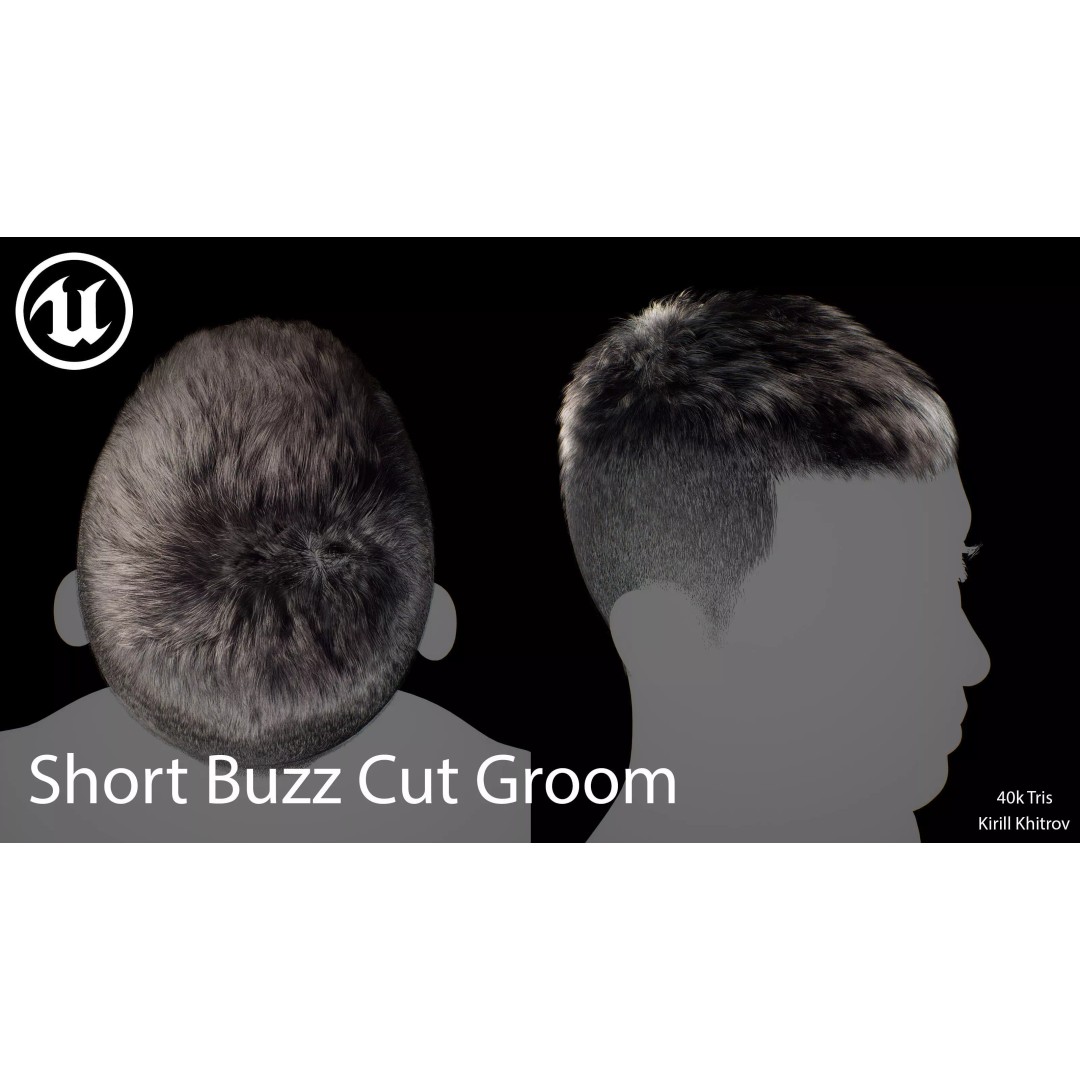Short Buzz Cut Hair 3D Model – Low Poly Game-Ready Asset, FBX/OBJ - View 4