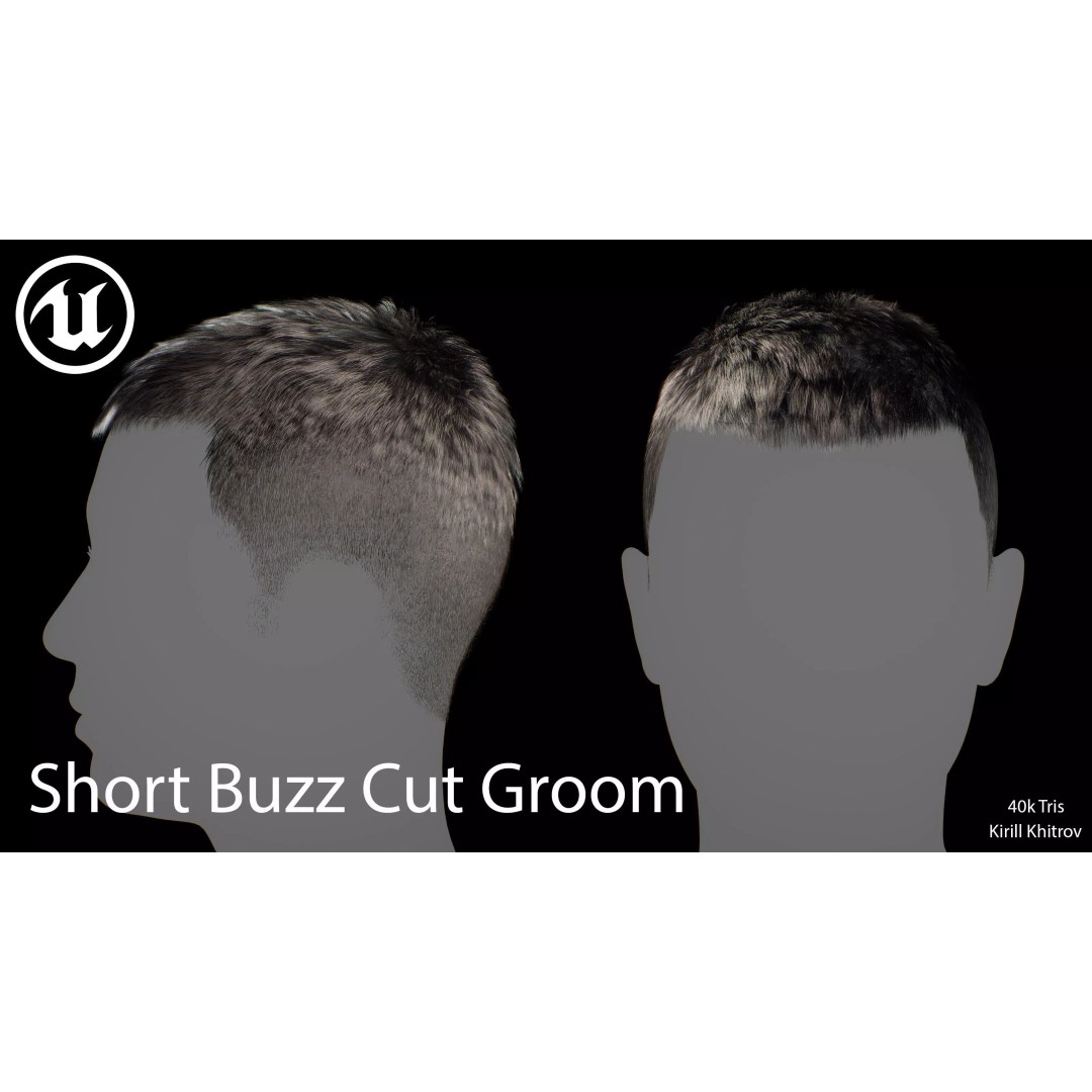 Short Buzz Cut Hair 3D Model – Low Poly Game-Ready Asset, FBX/OBJ - View 5