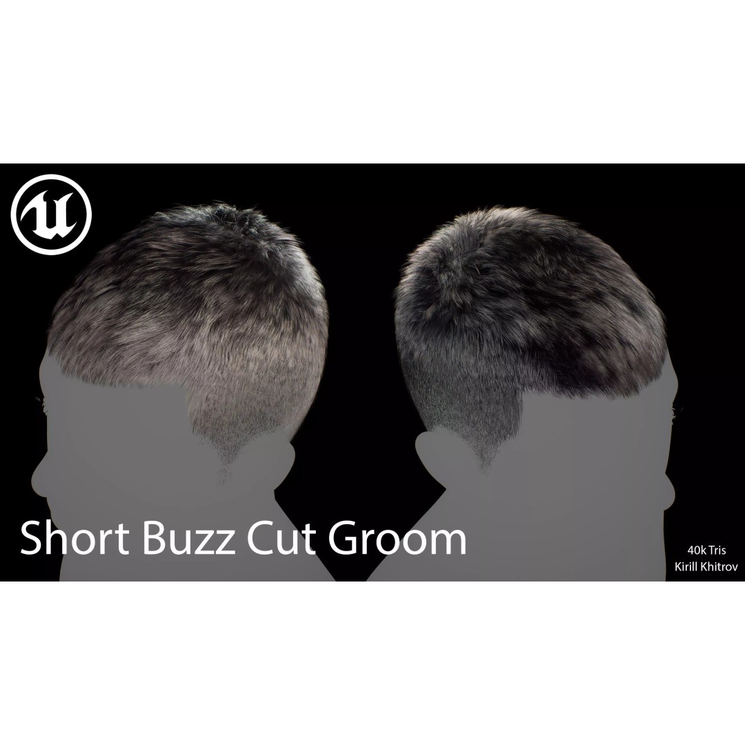 Short Buzz Cut Hair 3D Model – Low Poly Game-Ready Asset, FBX/OBJ - View 6