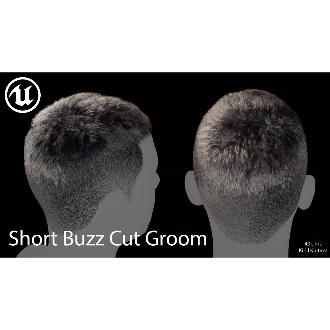 Short Buzz Cut Hair 3D Model – Low Poly Game-Ready Asset, FBX/OBJ - View 7