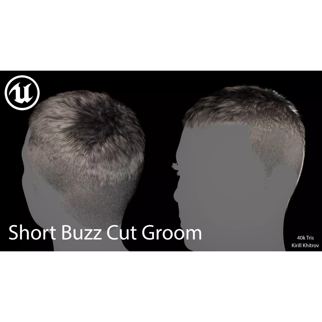 Short Buzz Cut Hair 3D Model – Low Poly Game-Ready Asset, FBX/OBJ - View 8