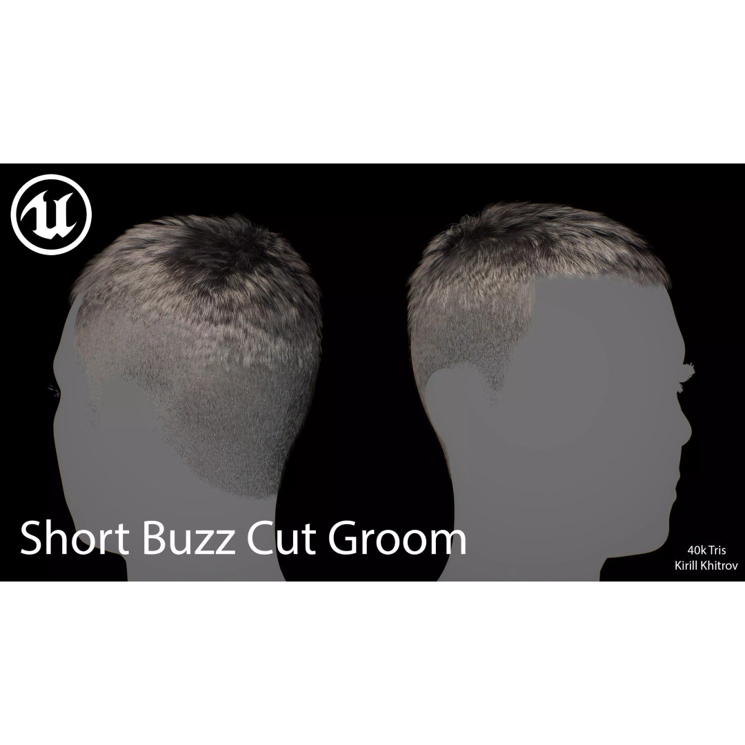 Short Buzz Cut Hair 3D Model – Low Poly Game-Ready Asset, FBX/OBJ - View 9