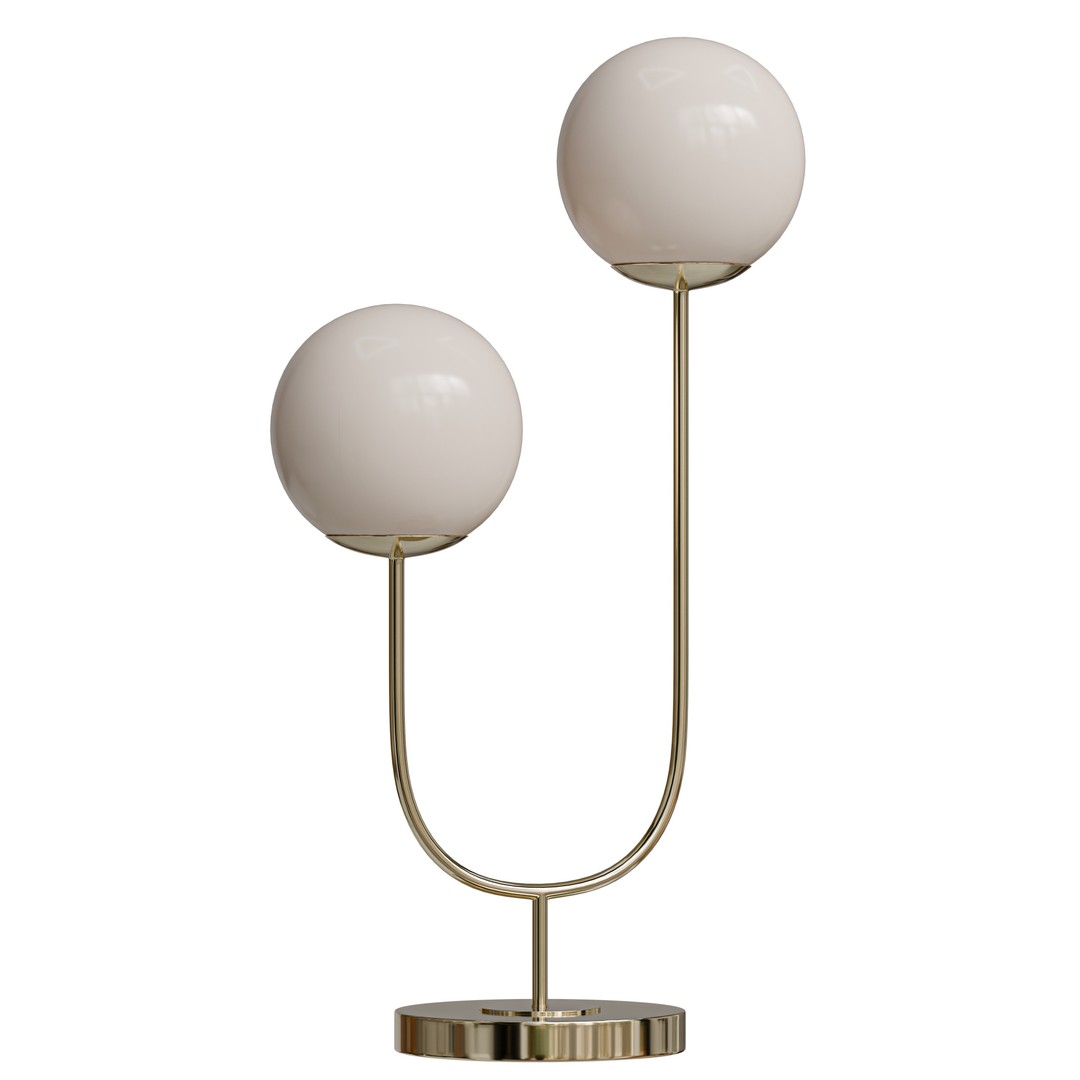 Ruby Metal Table Lamp 3D Model – Mid-Century Modern Low Poly, PBR - View 3