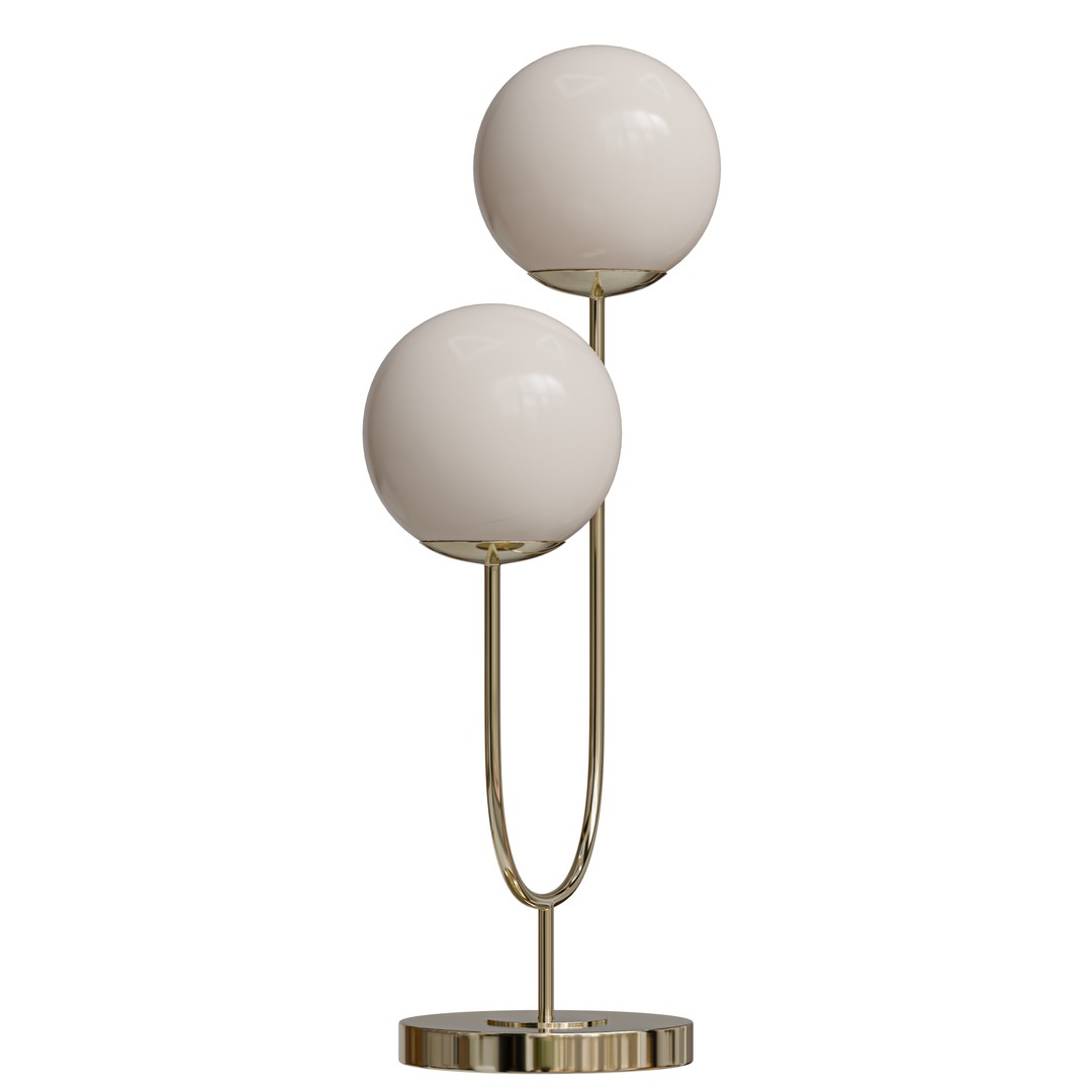 Ruby Metal Table Lamp 3D Model – Mid-Century Modern Low Poly, PBR - View 4