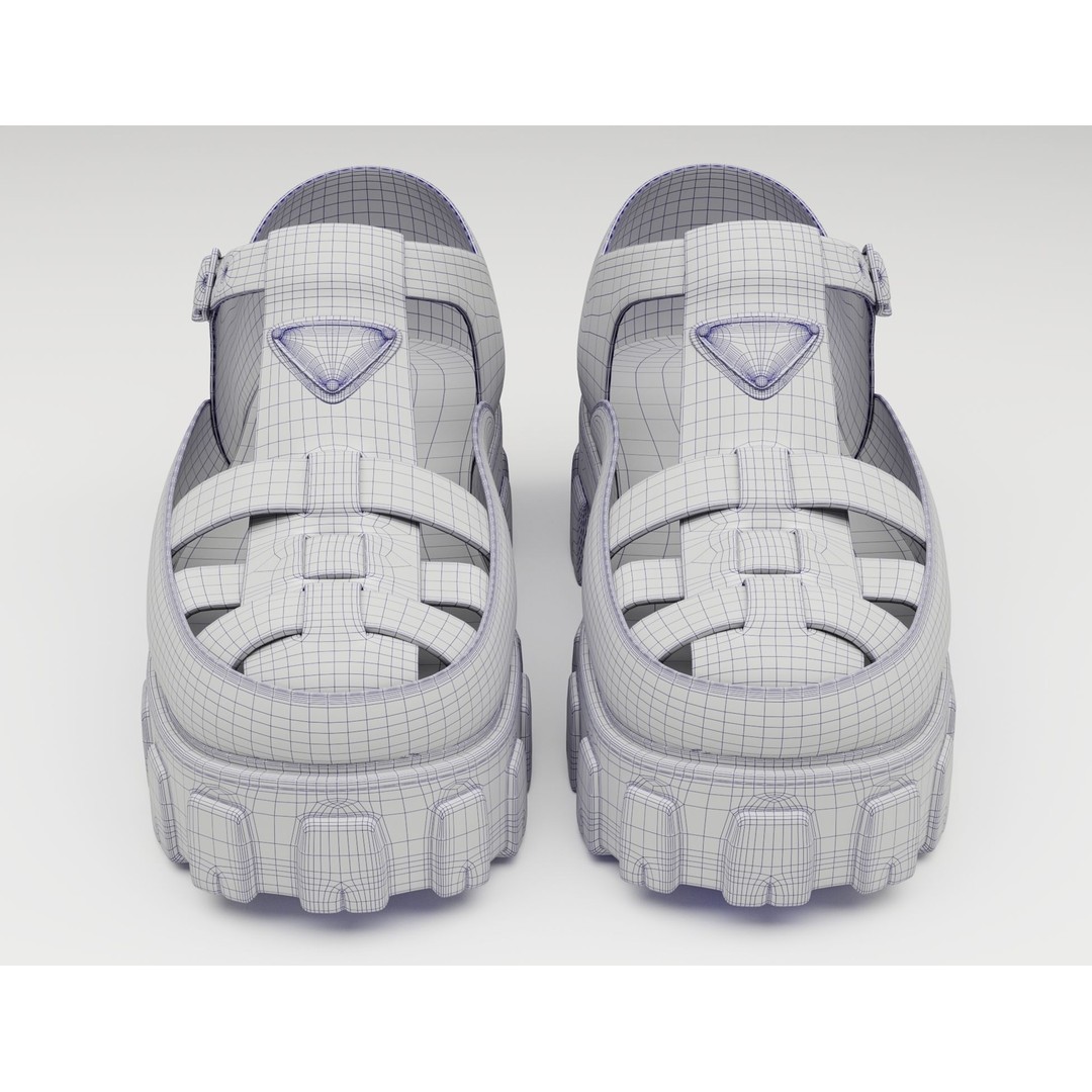 Chunky Sandals 3D Model – Low Poly Game Ready Footwear, FBX - View 29