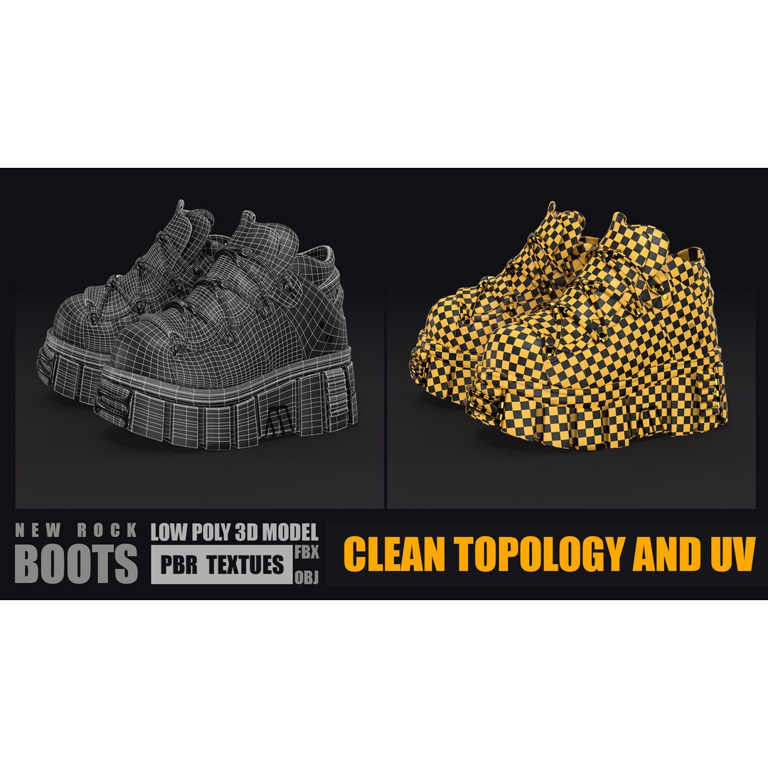 Leather Boots 3D Model – Low Poly PBR Game Asset, FBX, OBJ - View 4