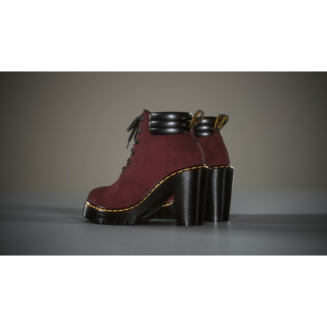 Dr Martens Persephone 3D Model – Low Poly Game-Ready Footwear, FBX