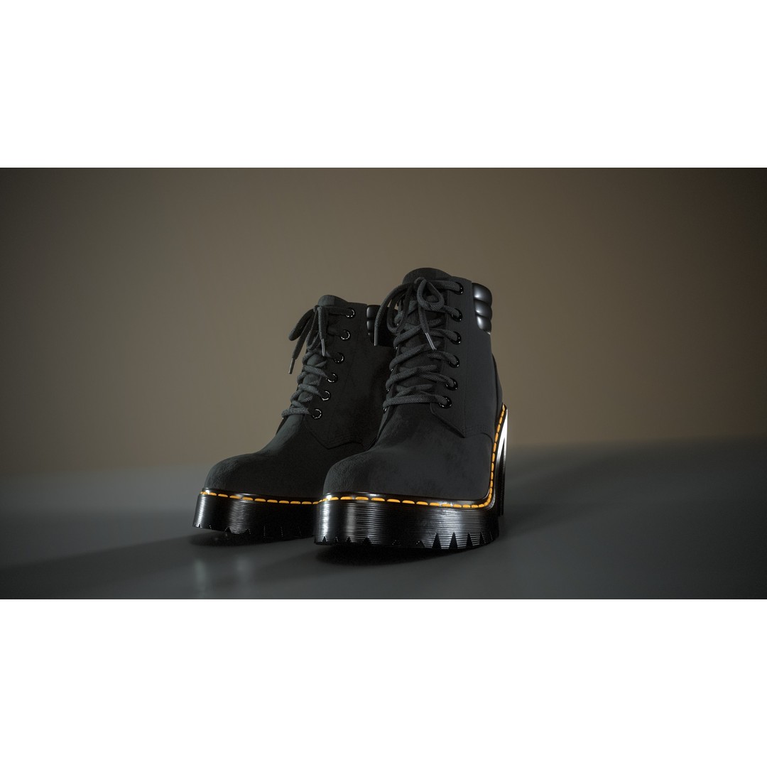 Dr Martens Persephone 3D Model – Low Poly Game-Ready Footwear, FBX - View 3