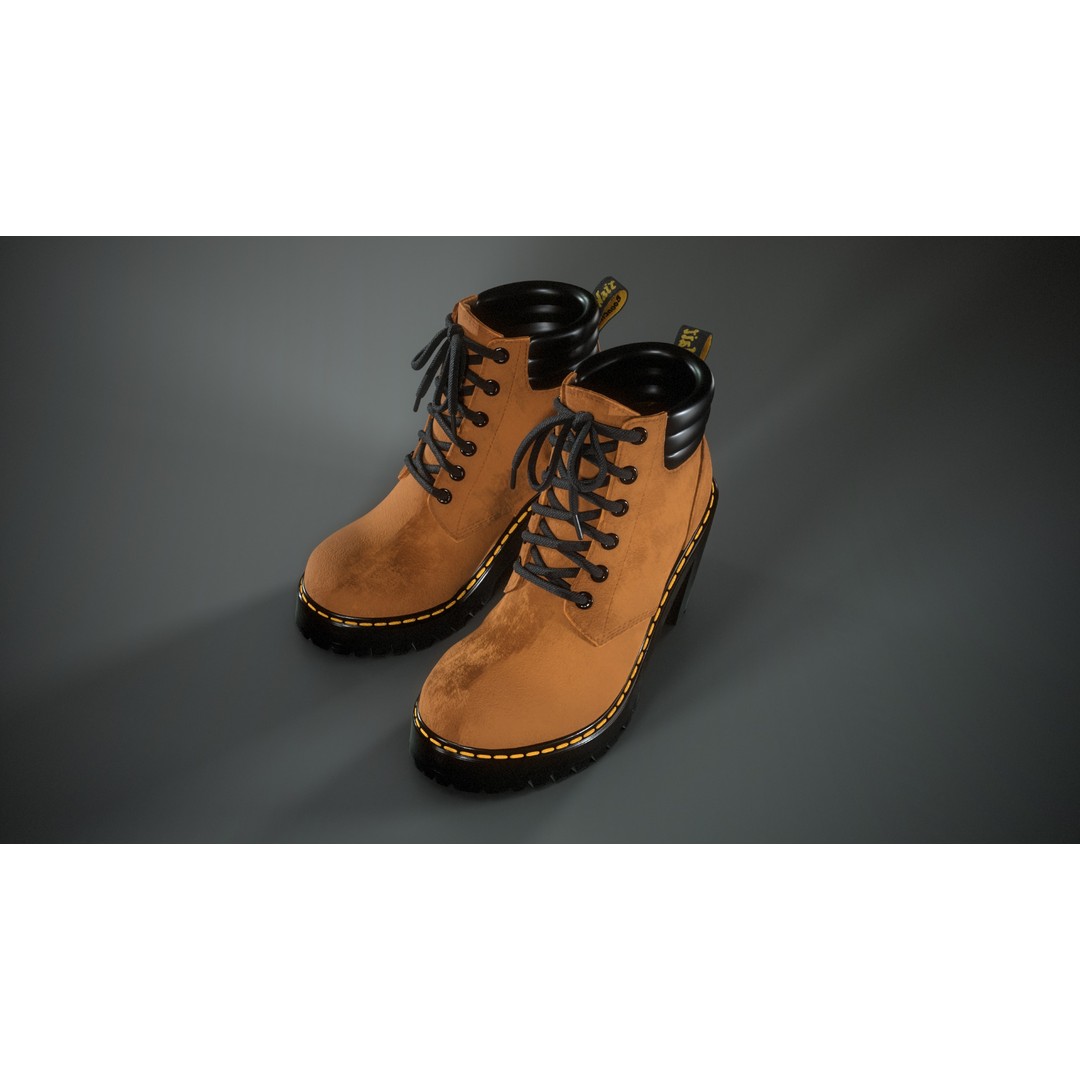 Dr Martens Persephone 3D Model – Low Poly Game-Ready Footwear, FBX - View 9