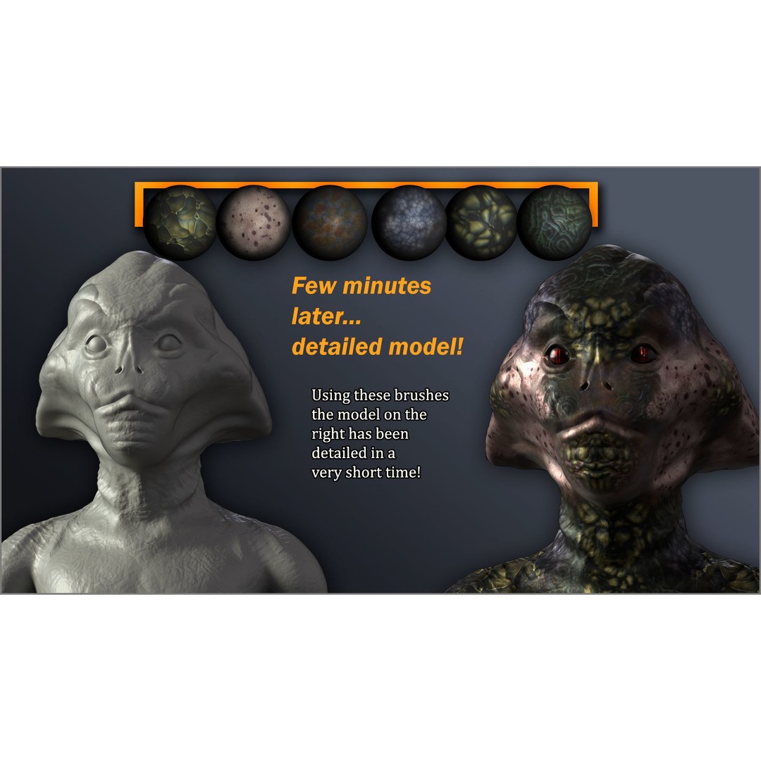 Alien Skin Maker 3D Model – ZBrush Brushes & Alphas for Texturing - View 3