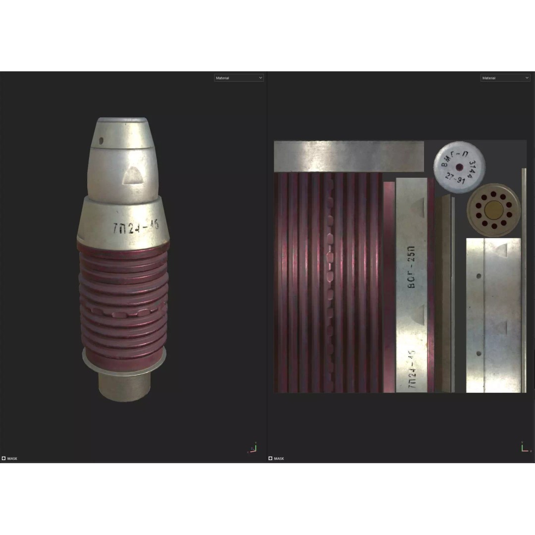 VOG-25P Fragmentation Grenade 3D Model – Low Poly Game Asset, PBR Textures - View 13
