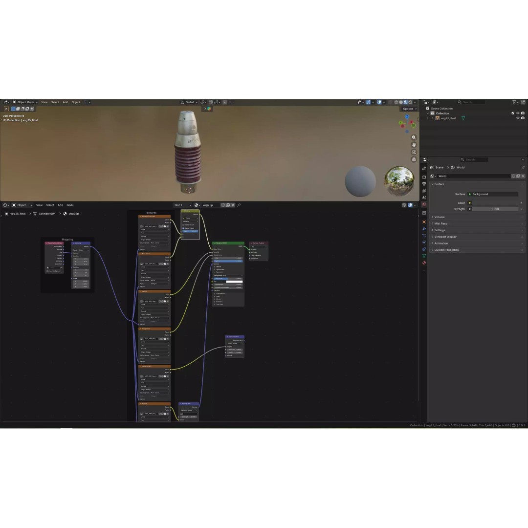 VOG-25P Fragmentation Grenade 3D Model – Low Poly Game Asset, PBR Textures - View 16