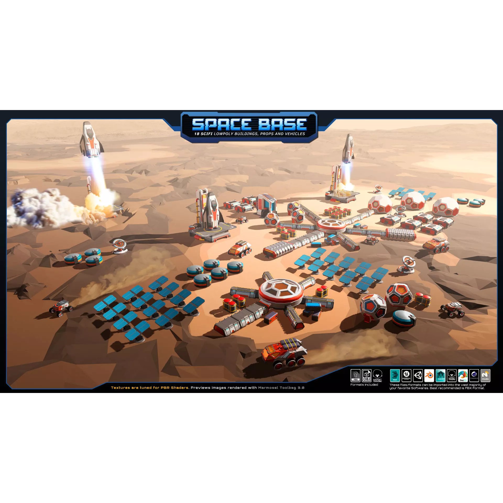 Low Poly Space Base - Low-Poly Game-Ready 3D Model - View 3