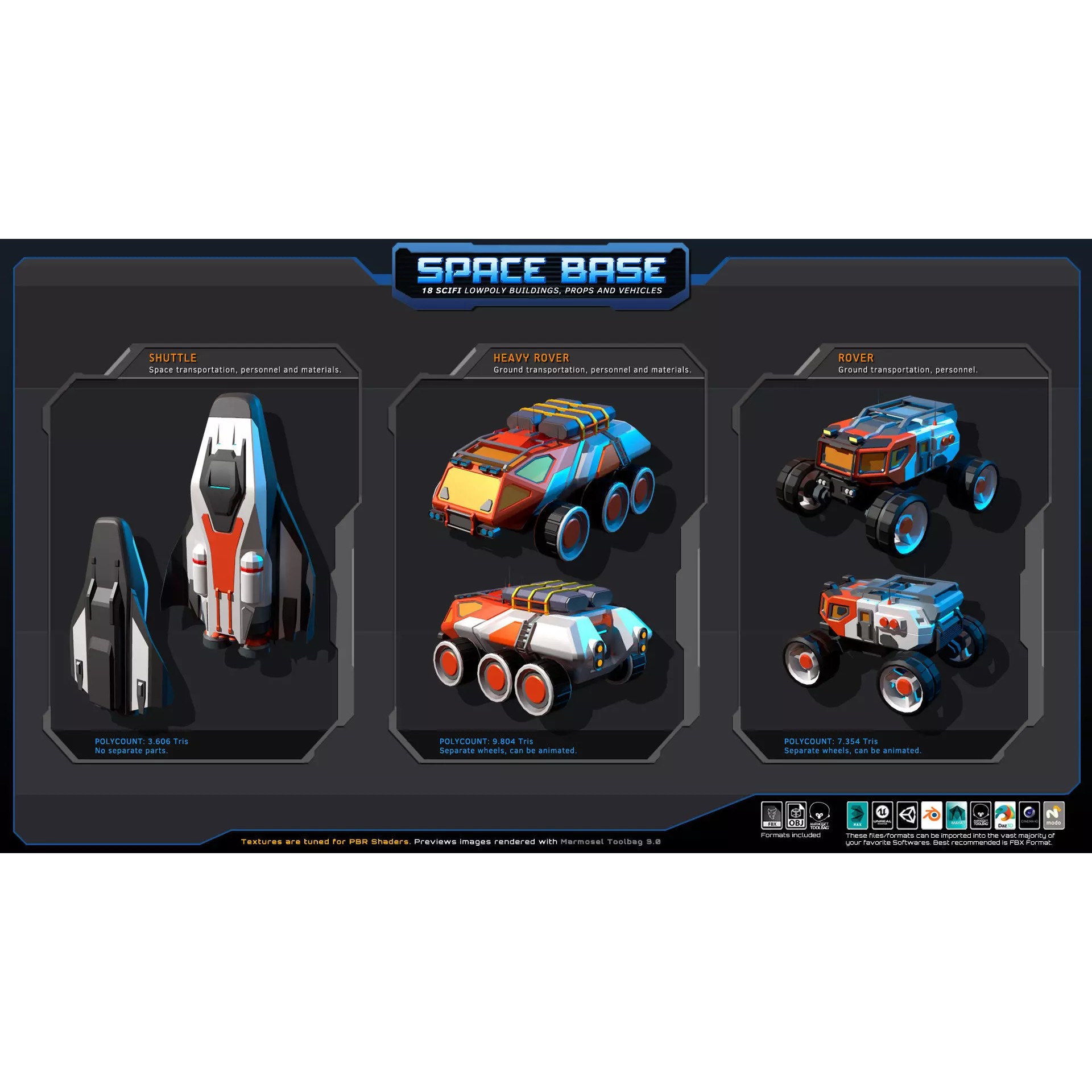 Low Poly Space Base - Low-Poly Game-Ready 3D Model - View 4