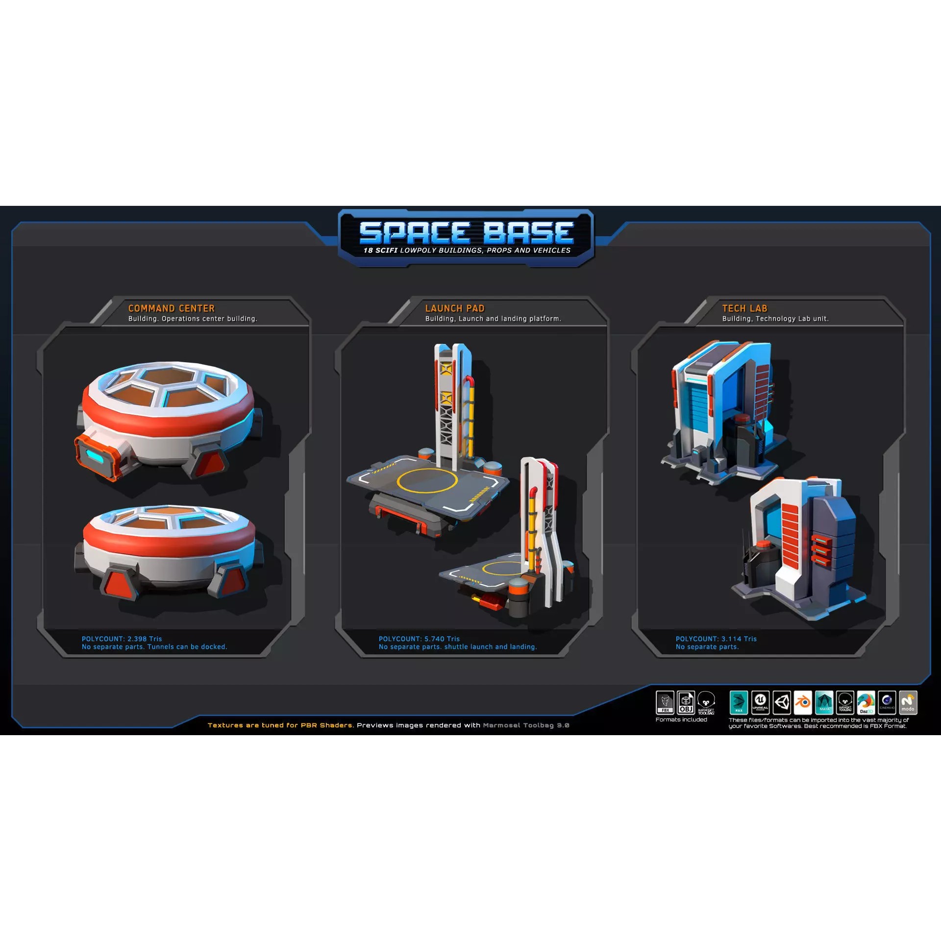 Low Poly Space Base - Low-Poly Game-Ready 3D Model - View 5