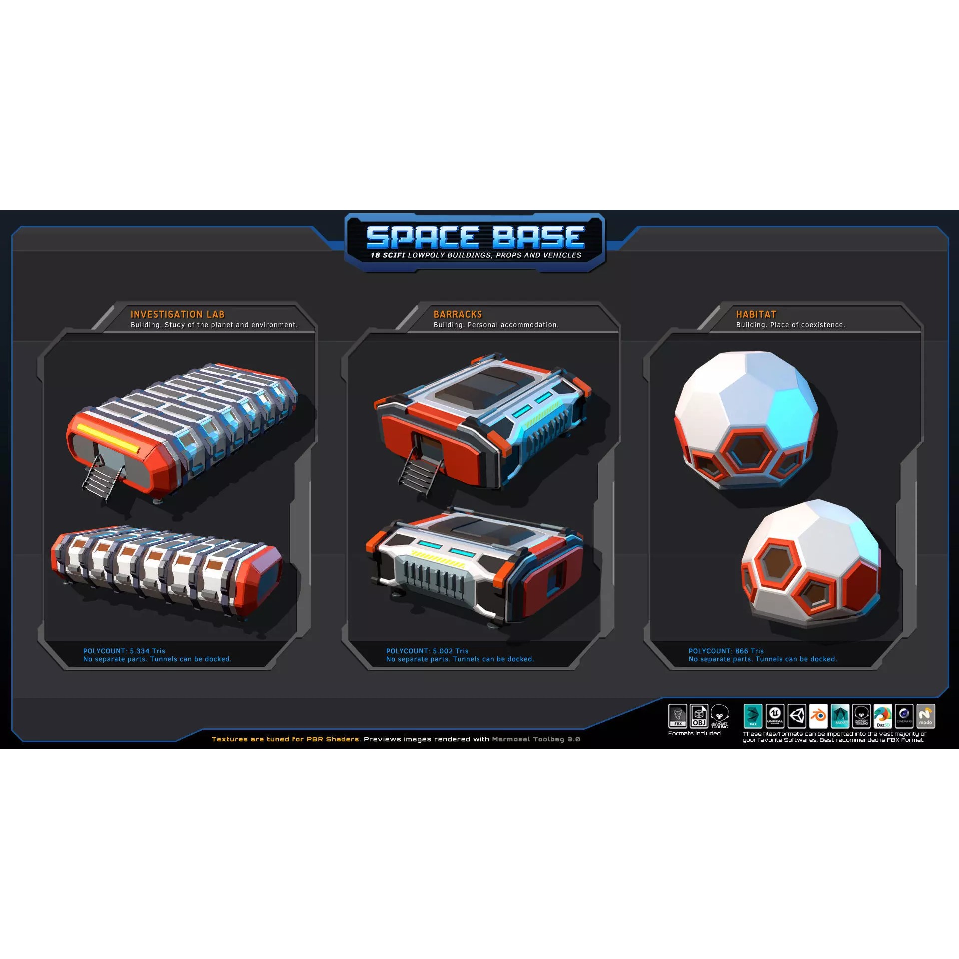 Low Poly Space Base - Low-Poly Game-Ready 3D Model - View 6