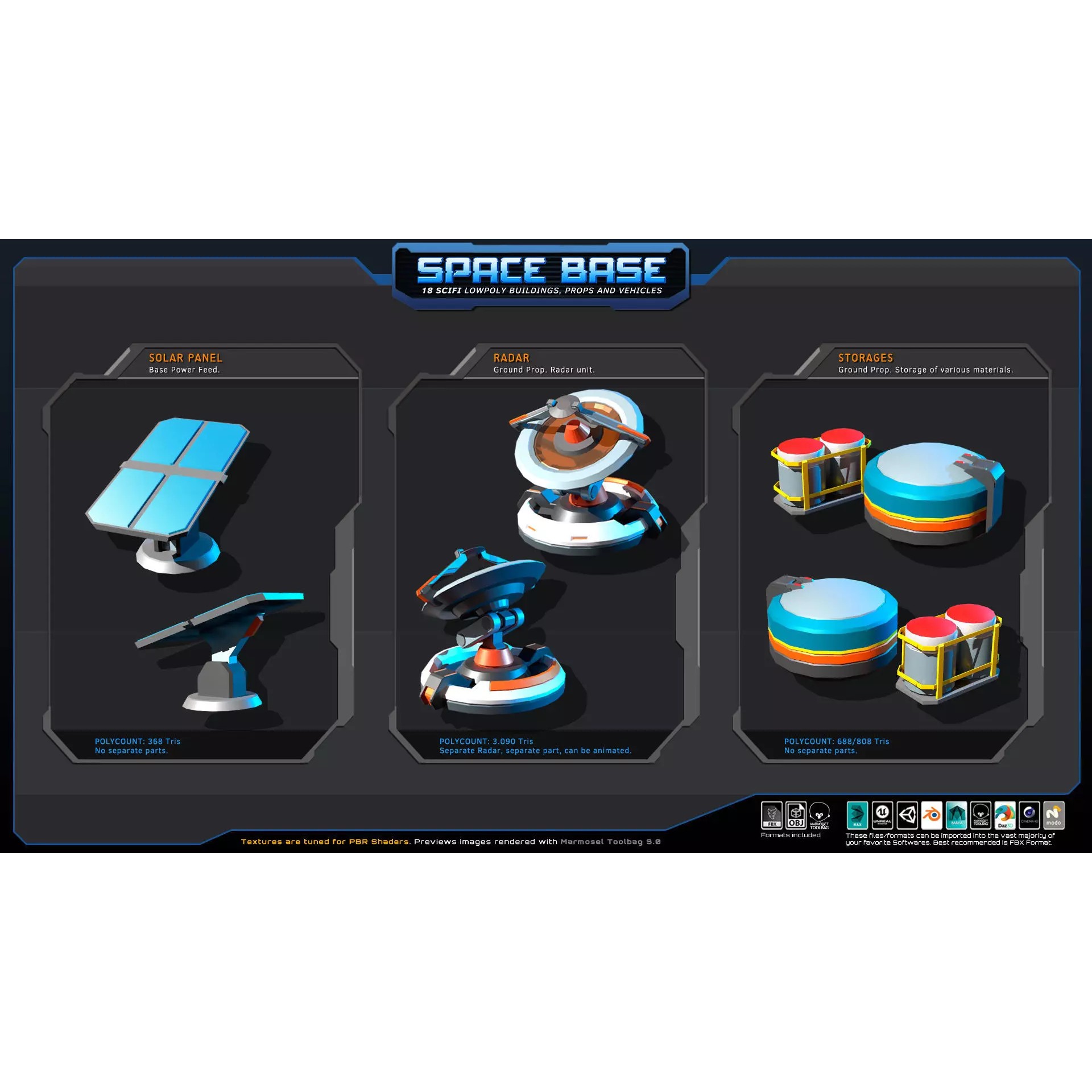 Low Poly Space Base - Low-Poly Game-Ready 3D Model - View 7