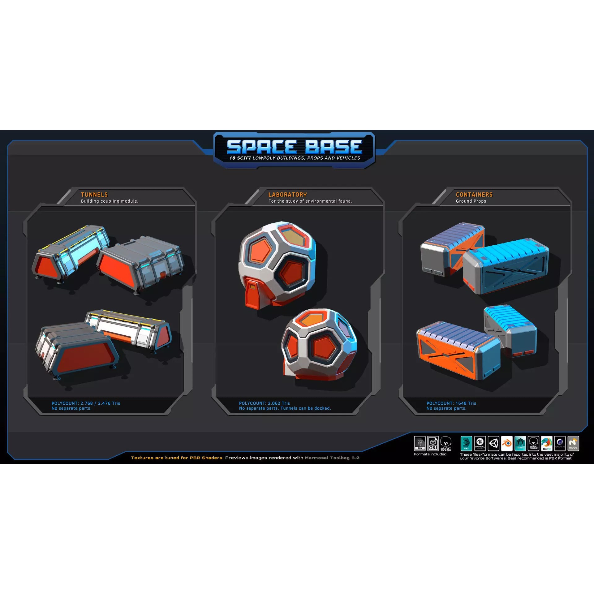 Low Poly Space Base - Low-Poly Game-Ready 3D Model - View 8