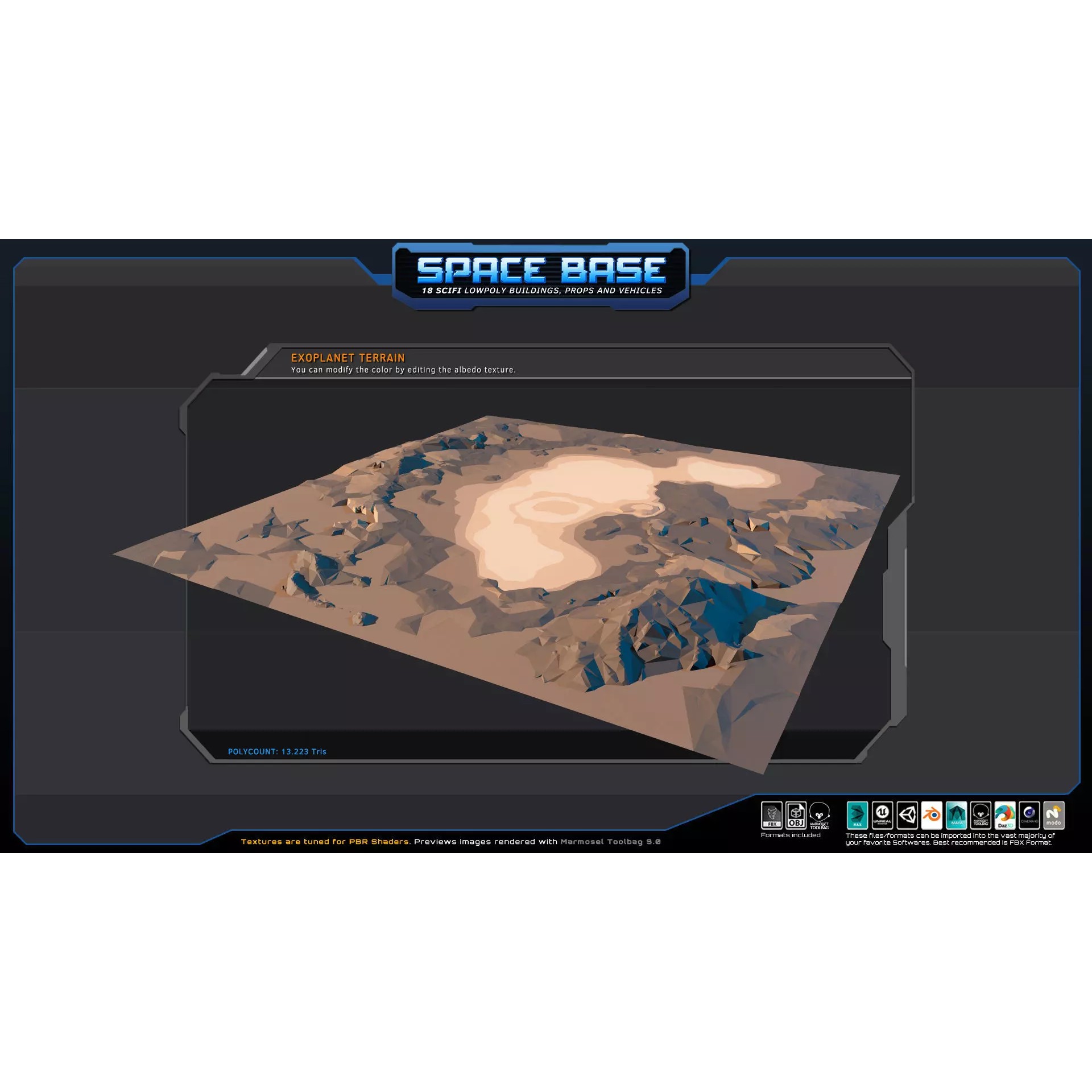 Low Poly Space Base - Low-Poly Game-Ready 3D Model - View 9