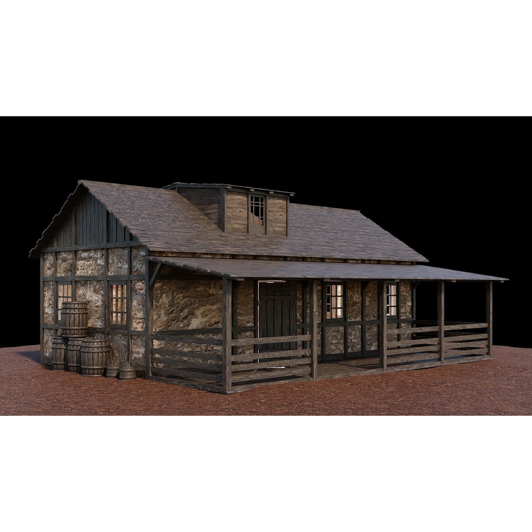 Medieval Village Houses 3D Model – Low-Poly Game Ready, FBX, OBJ - View 58