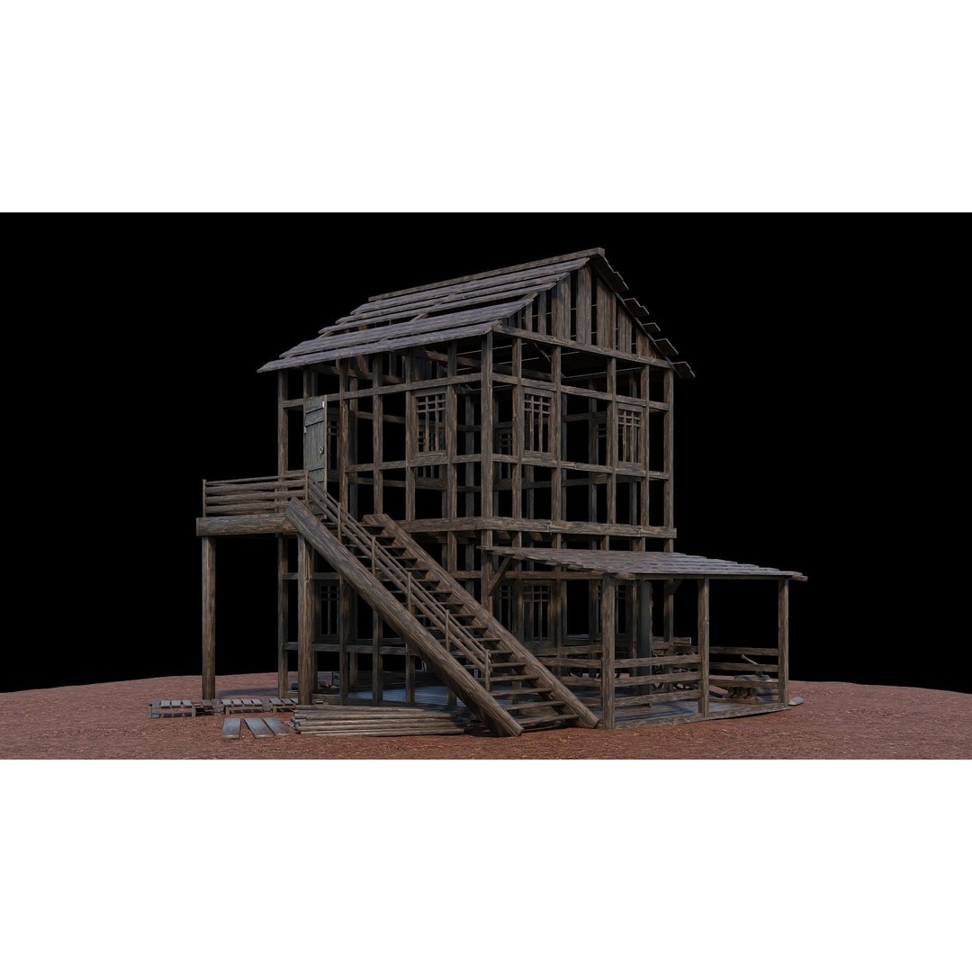 Medieval Village Houses 3D Model – Low-Poly Game Ready, FBX, OBJ - View 76