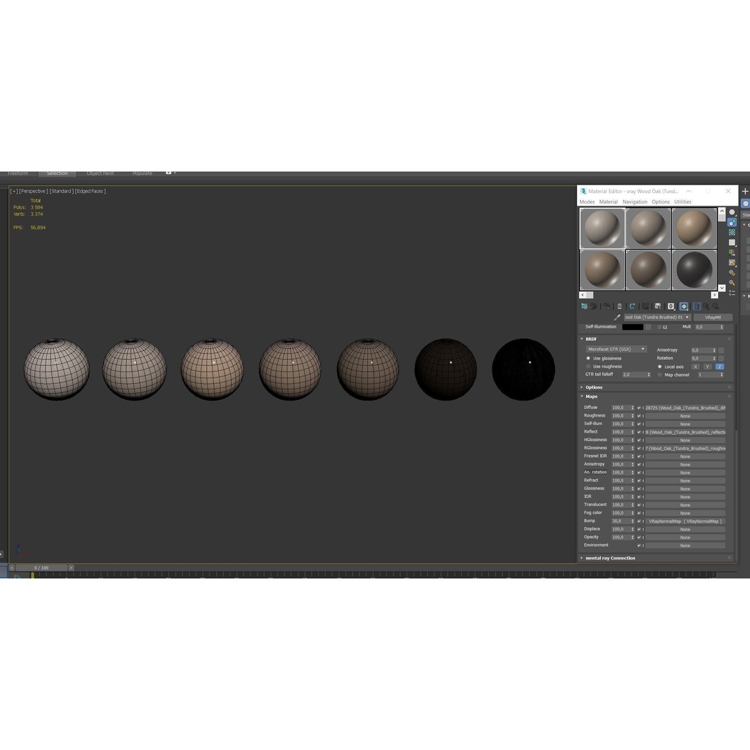 Oak Wood Material 3D Model – 7 Color Textures, PBR Formats - View 12