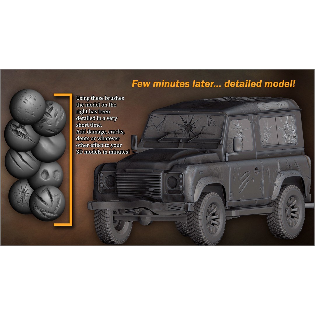 Damage Maker 3D Model – Sculpting Brushes for ZBrush & Blender - View 3