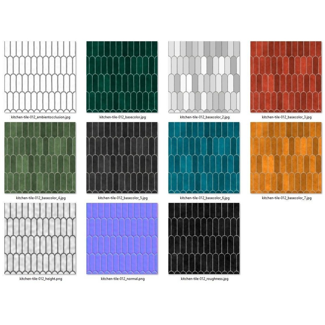 Kitchen Glaze Tile 3D Model – PBR Texture, 7 Colors, OBJ & Max