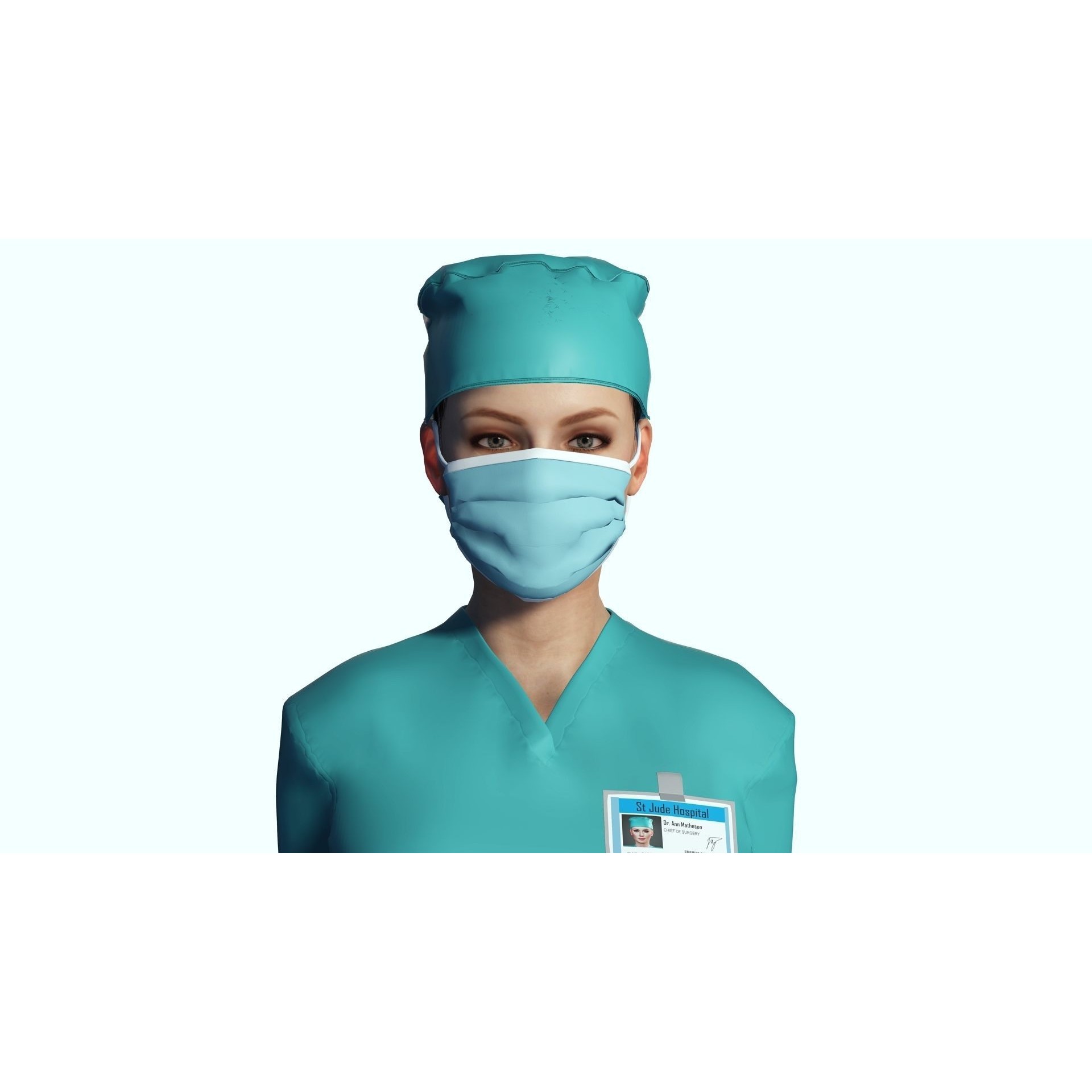 Female Surgeon - Low-Poly Game-Ready 3D Model - View 10