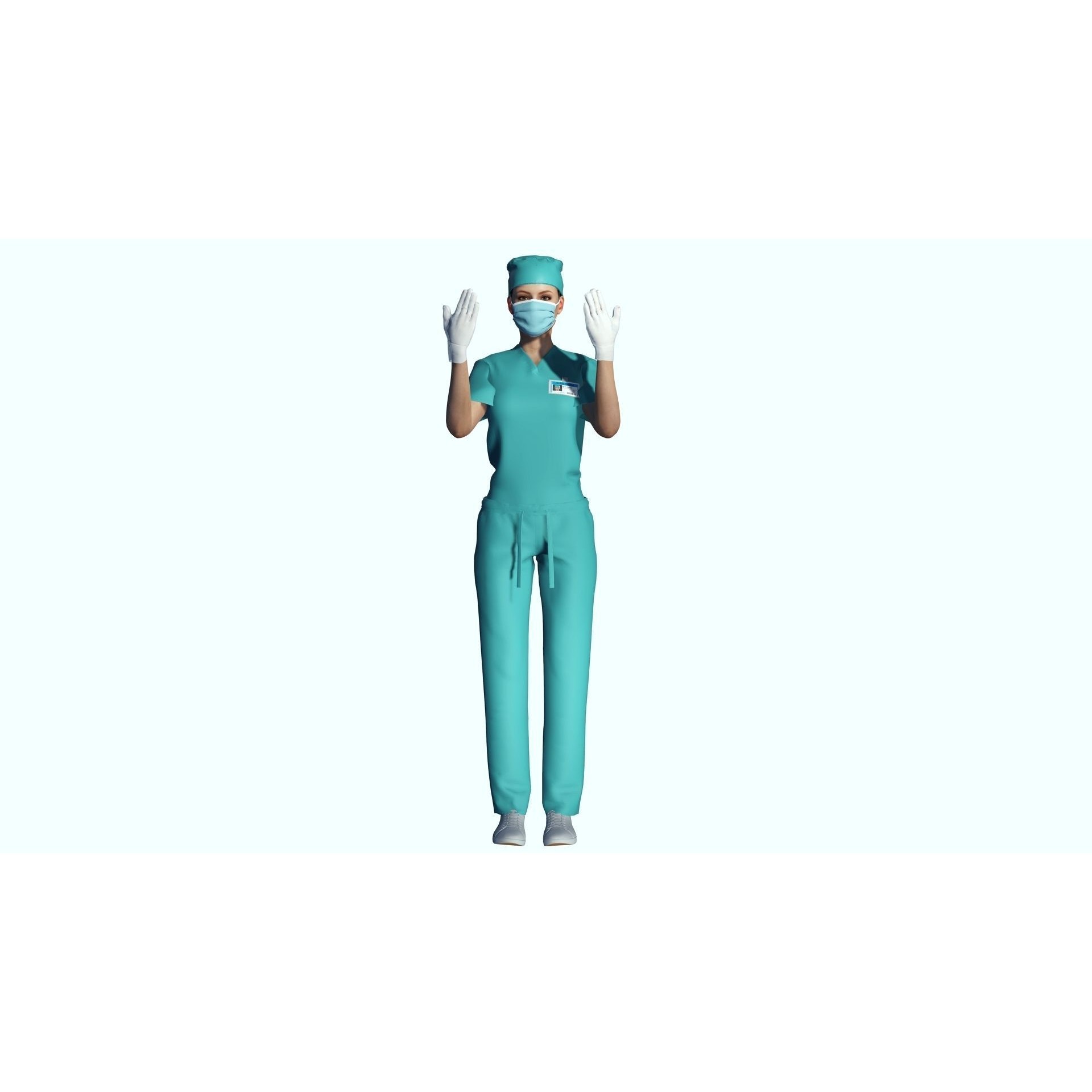 Female Surgeon - Low-Poly Game-Ready 3D Model - View 12