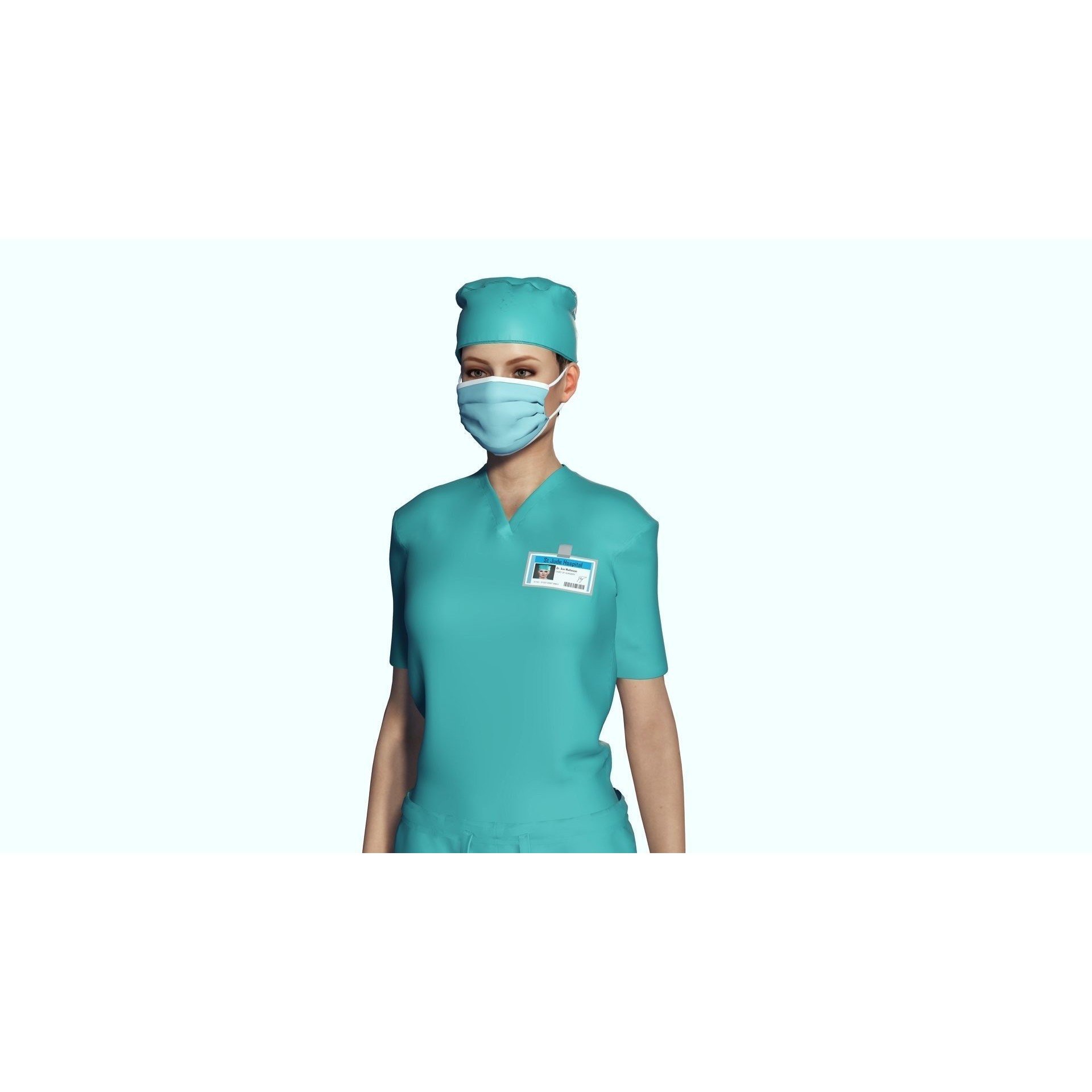 Female Surgeon - Low-Poly Game-Ready 3D Model - View 13