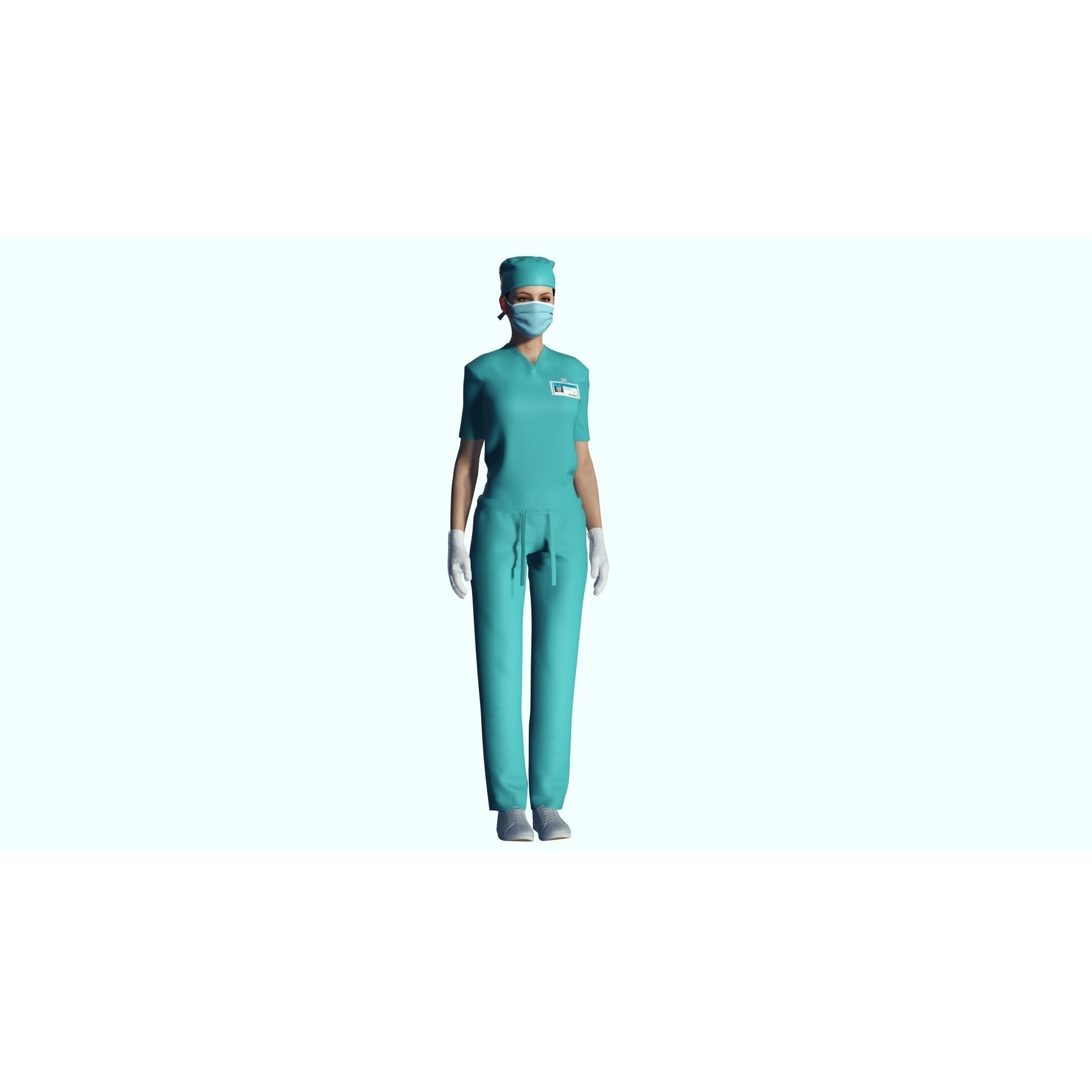 Female Surgeon - Low-Poly Game-Ready 3D Model - View 15