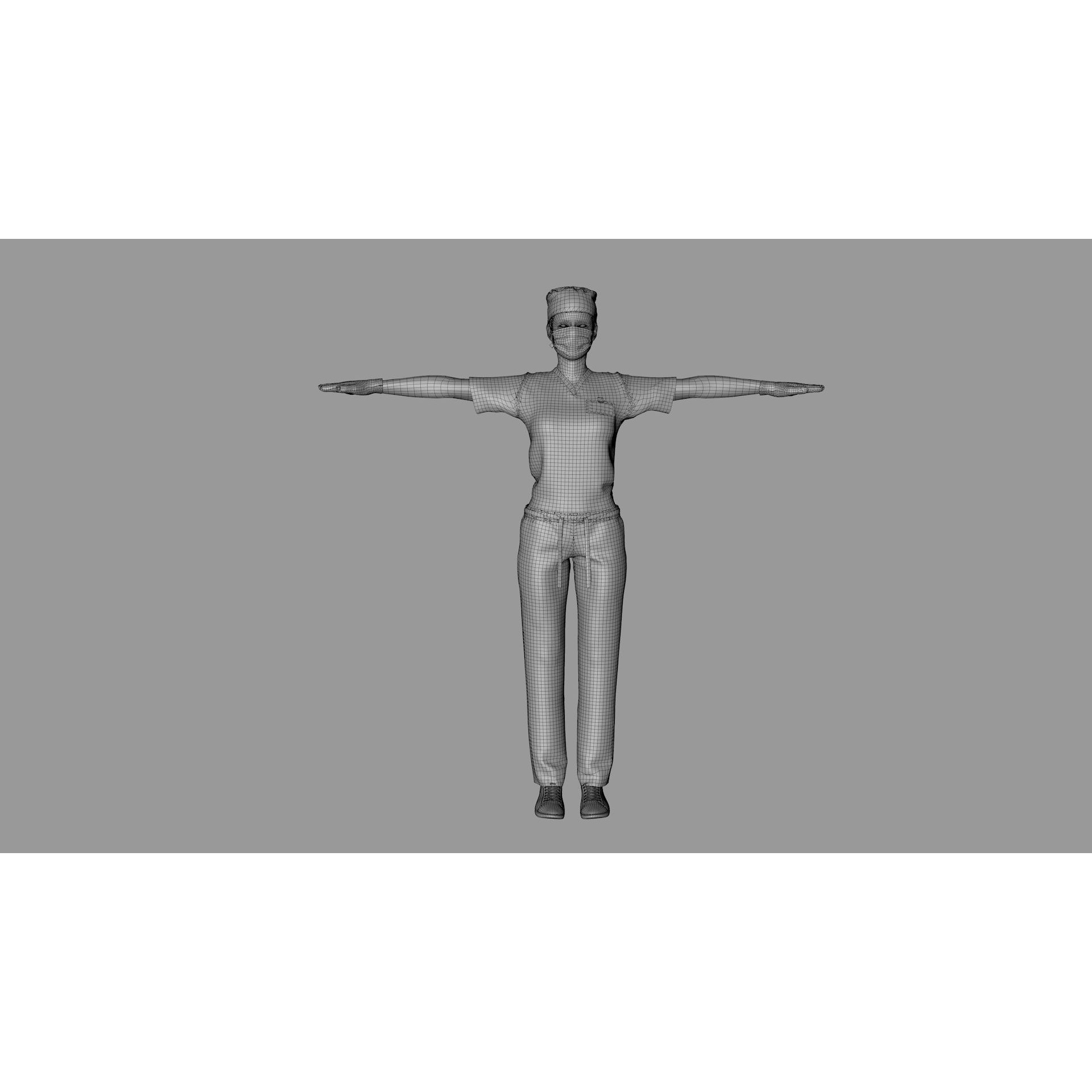 Female Surgeon - Low-Poly Game-Ready 3D Model - View 21