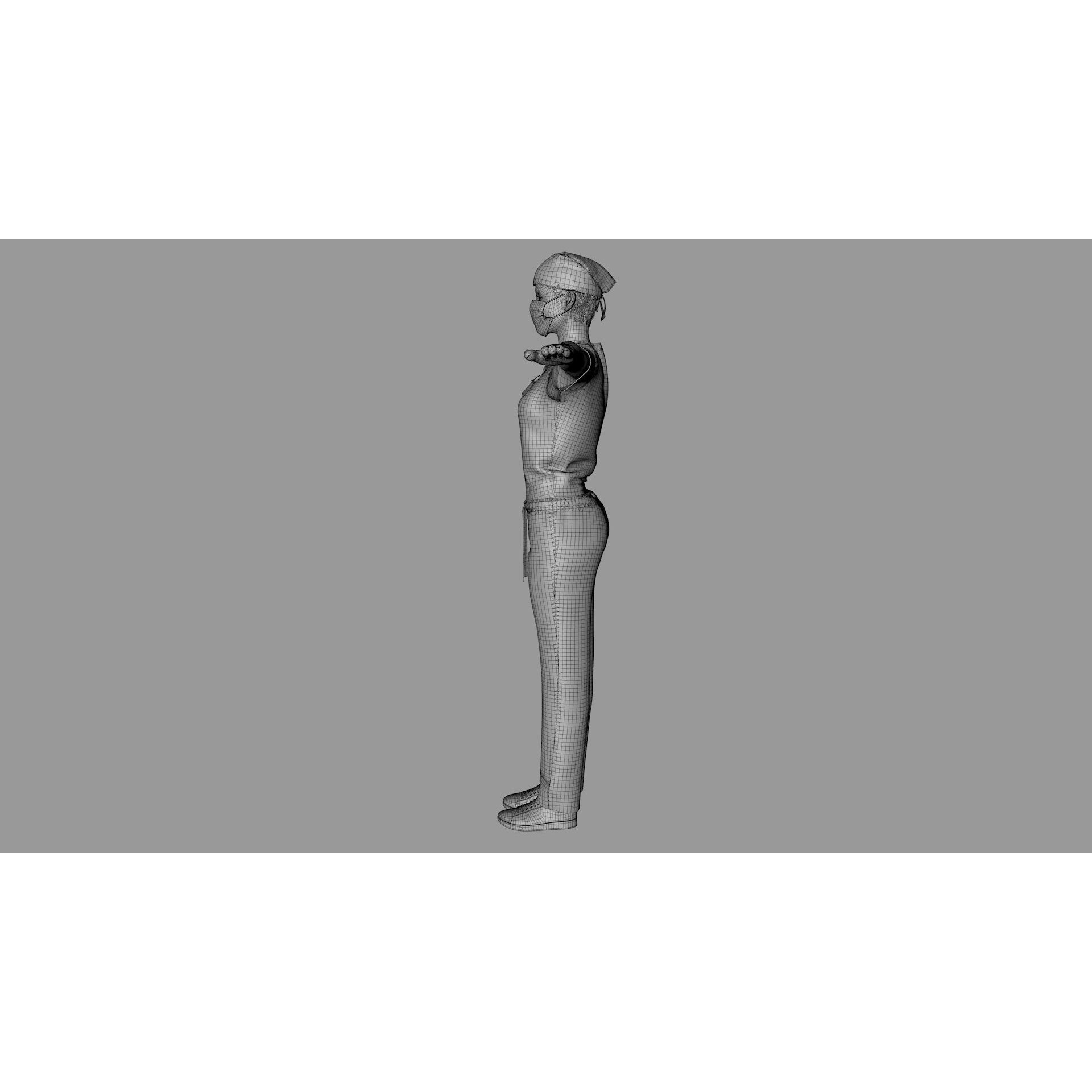 Female Surgeon - Low-Poly Game-Ready 3D Model - View 24