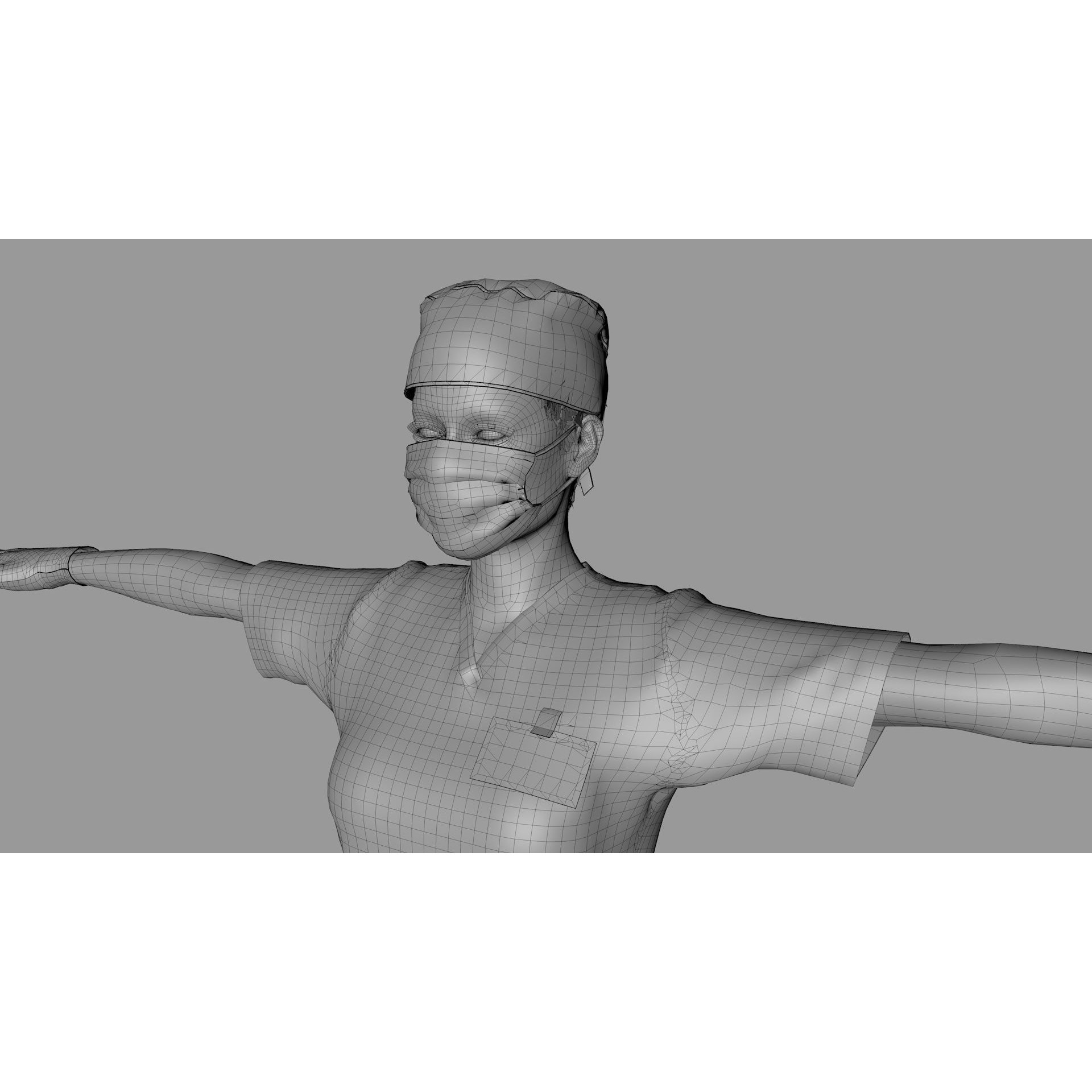 Female Surgeon - Low-Poly Game-Ready 3D Model - View 25