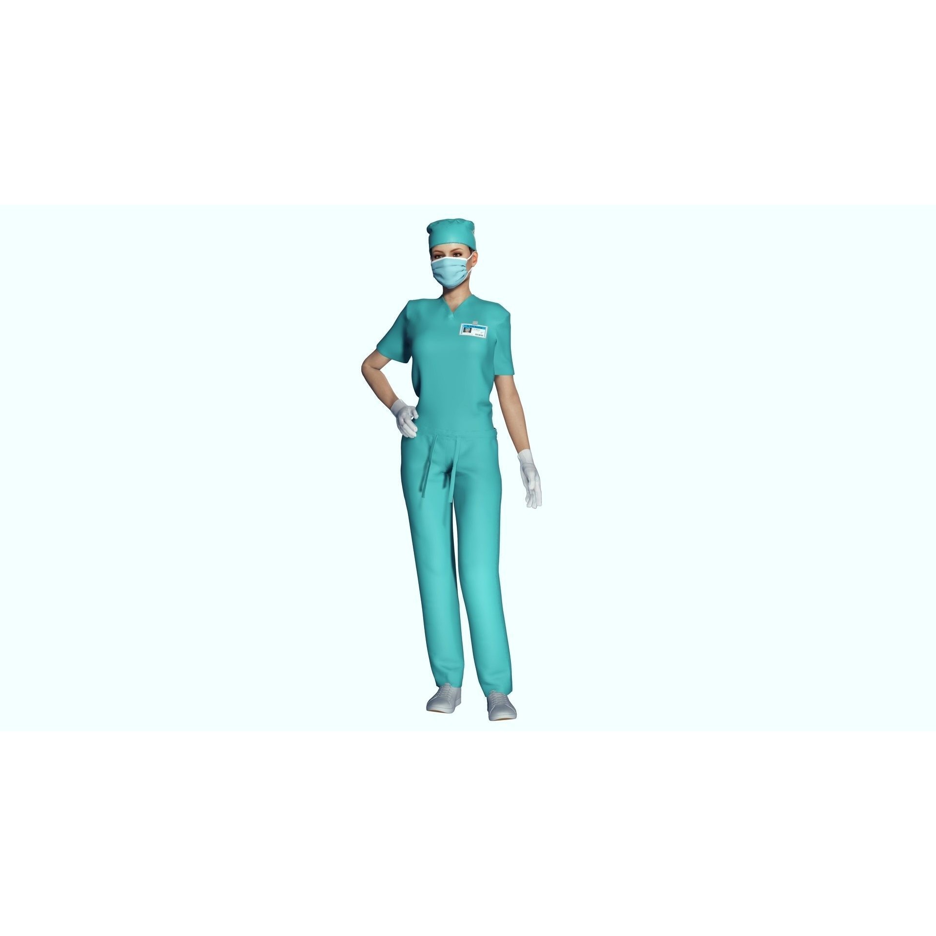 Female Surgeon - Low-Poly Game-Ready 3D Model - View 3