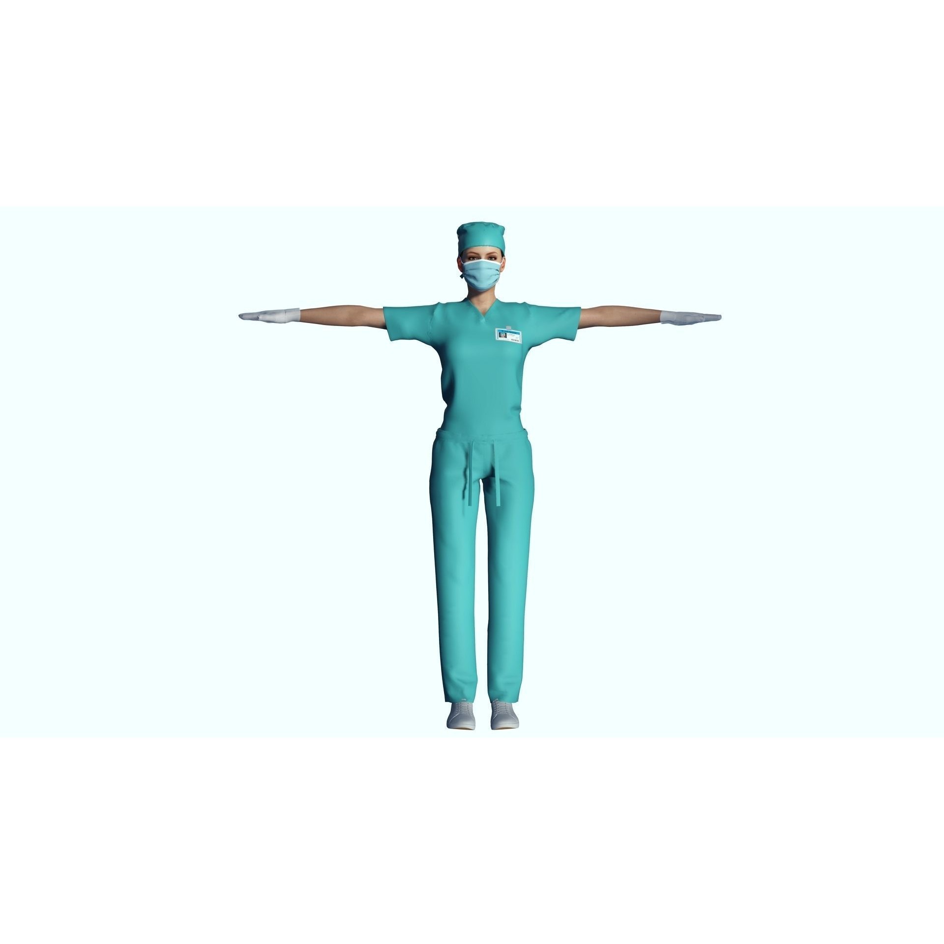 Female Surgeon - Low-Poly Game-Ready 3D Model - View 7