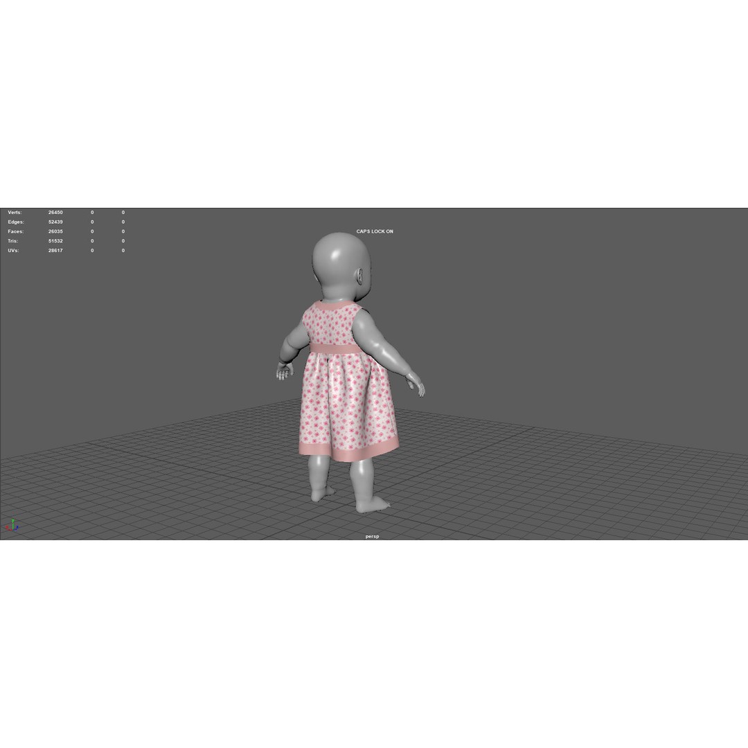 Bebe Dress 3D Model – Low Poly Fashion Asset, FBX, OBJ, PBR - View 10