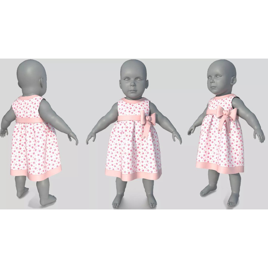 Bebe Dress 3D Model – Low Poly Fashion Asset, FBX, OBJ, PBR - View 2