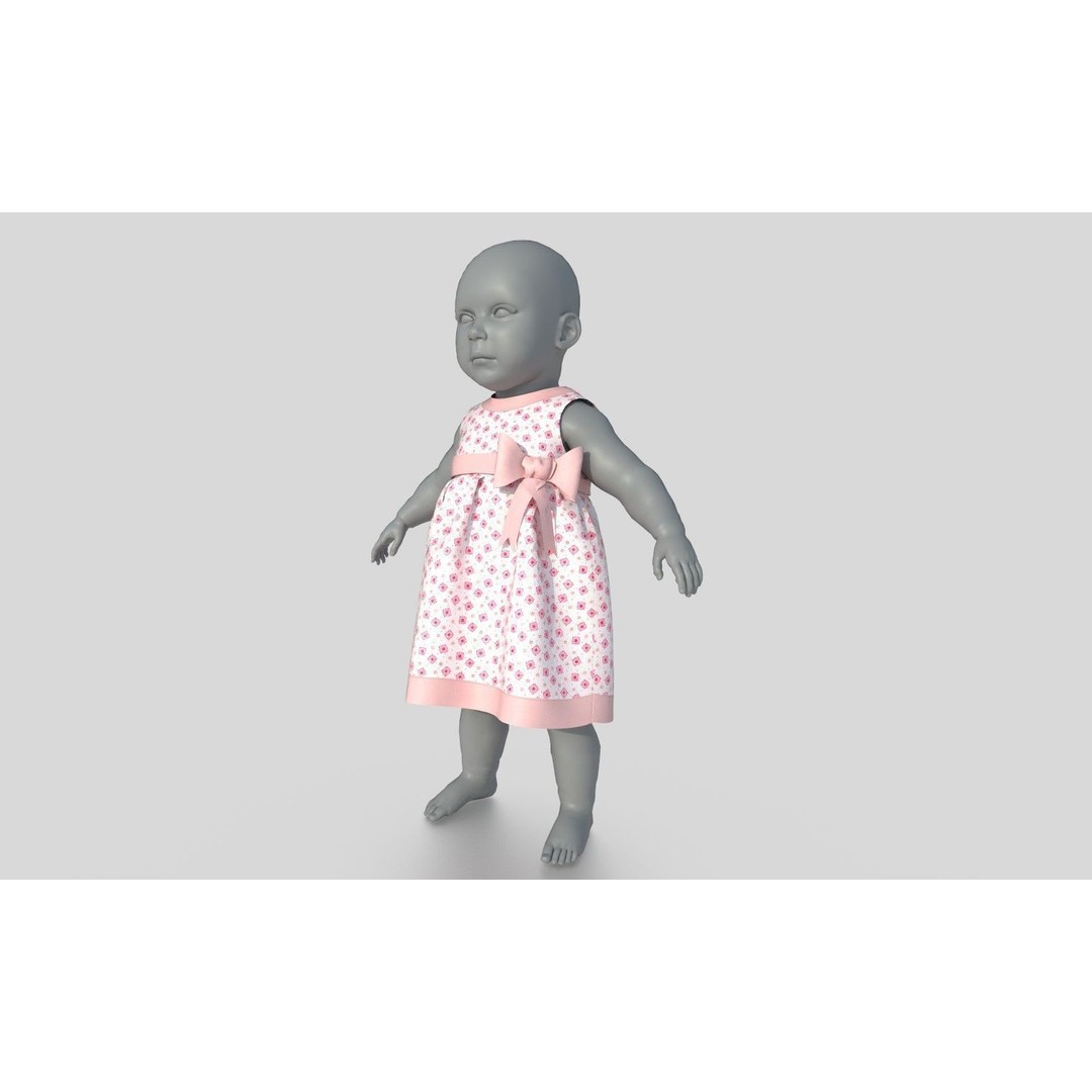 Bebe Dress 3D Model – Low Poly Fashion Asset, FBX, OBJ, PBR - View 4
