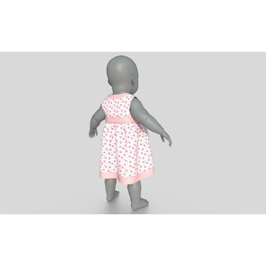 Bebe Dress 3D Model – Low Poly Fashion Asset, FBX, OBJ, PBR - View 5