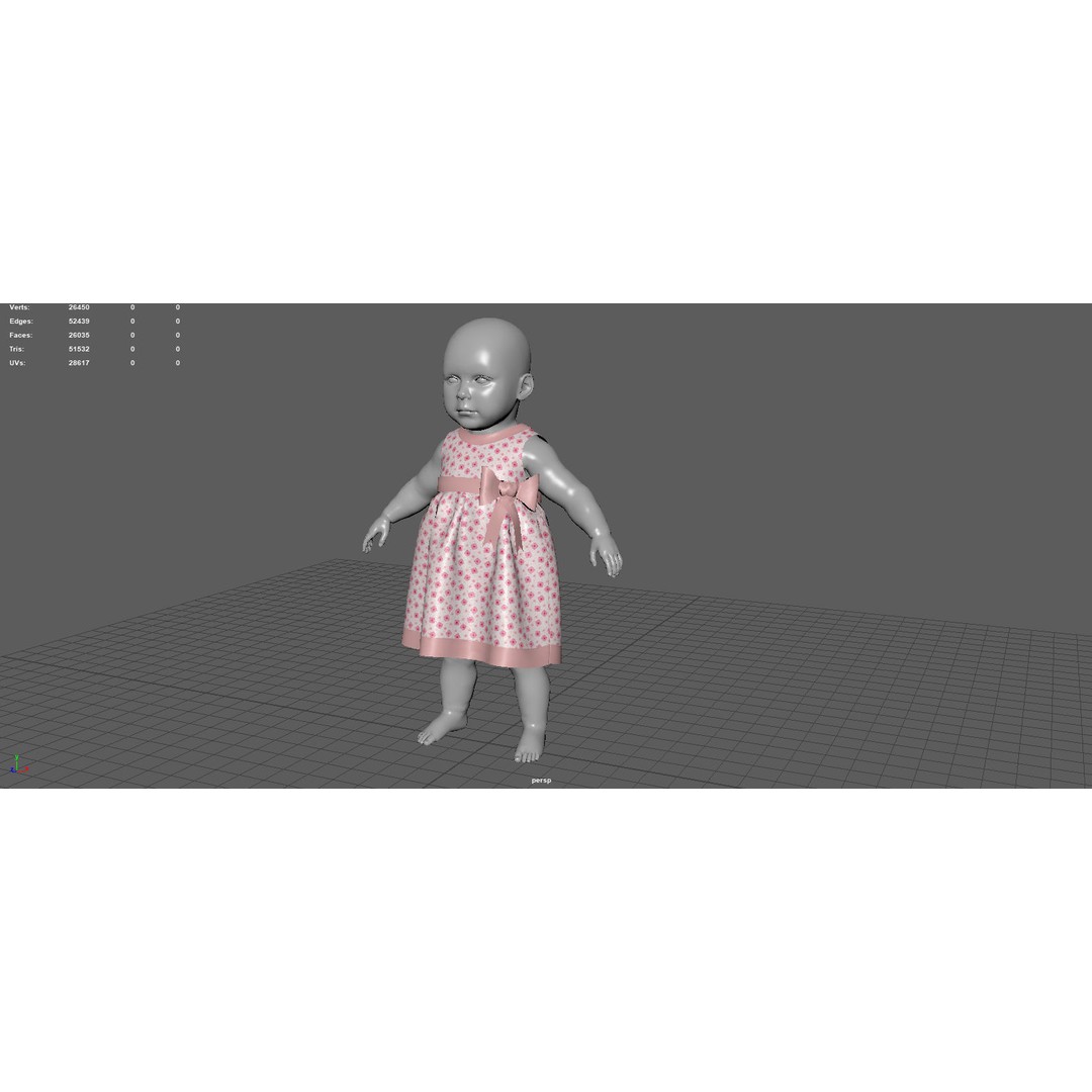 Bebe Dress 3D Model – Low Poly Fashion Asset, FBX, OBJ, PBR - View 6