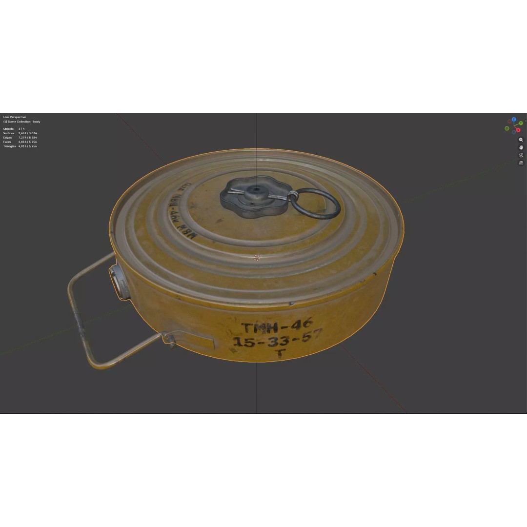 TM-46 Anti-Tank Mine 3D Model – Low Poly Game Ready PBR Asset - View 11