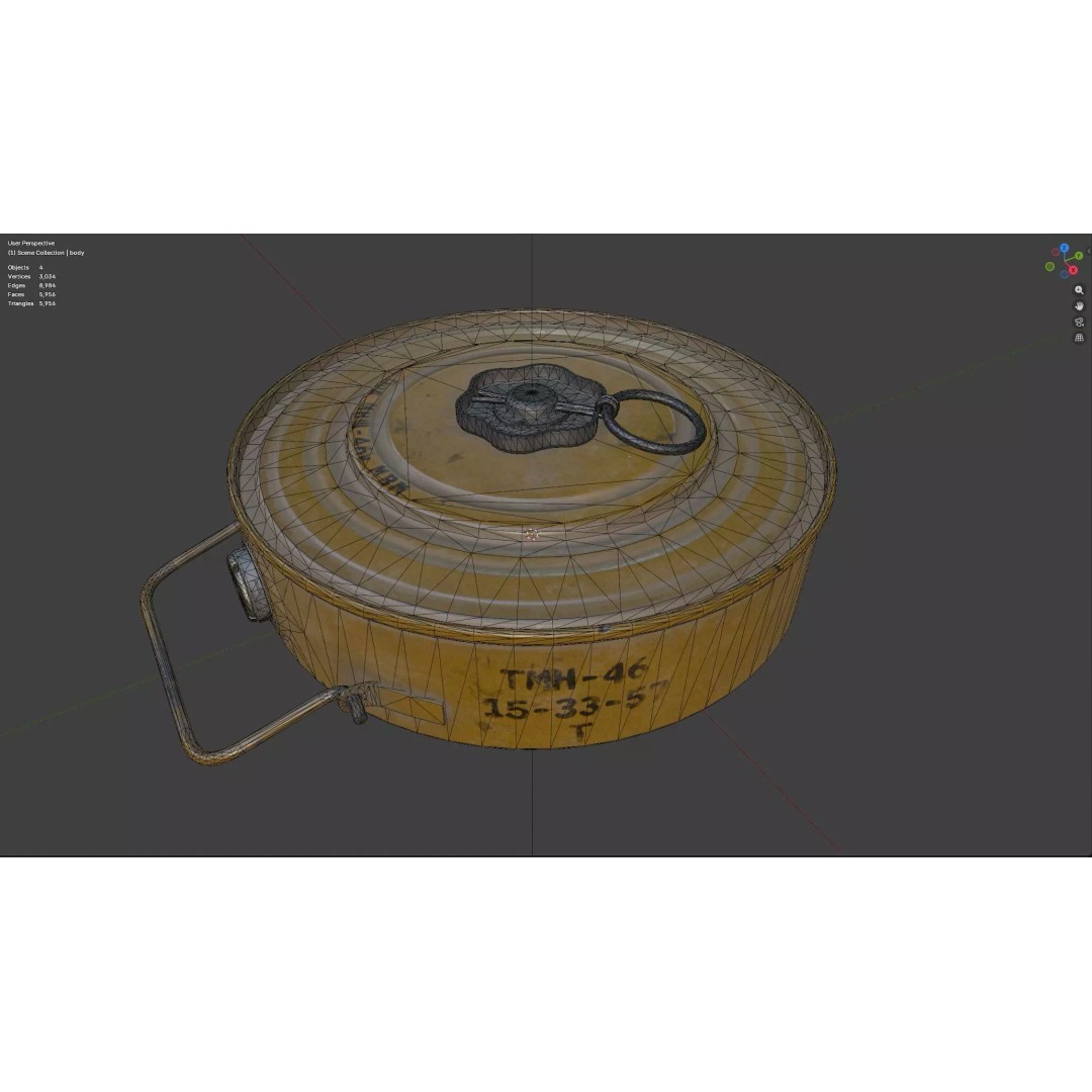 TM-46 Anti-Tank Mine 3D Model – Low Poly Game Ready PBR Asset - View 12