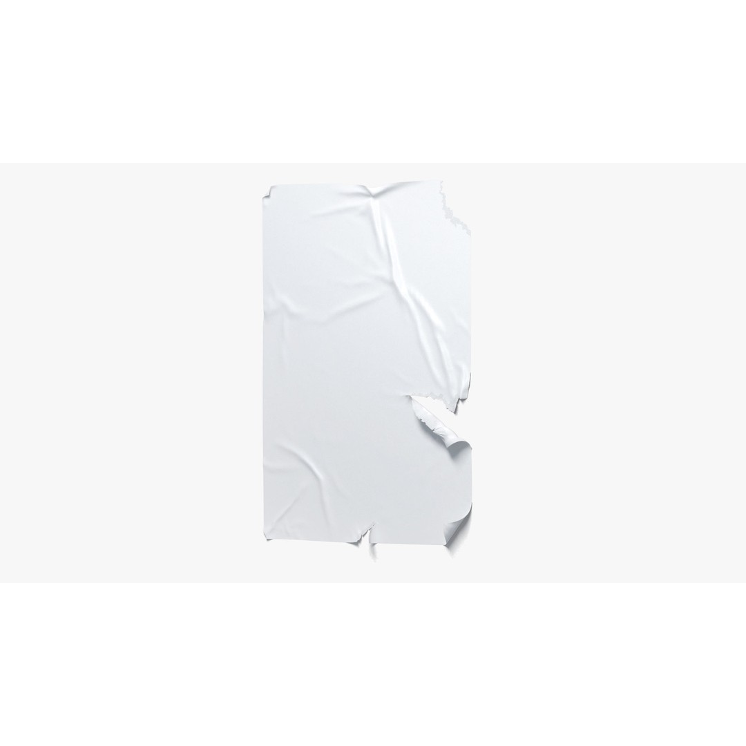 Torn Wheatpaste Poster Texture 3D Model – Low Poly PBR Decal, FBX, OBJ - View 3