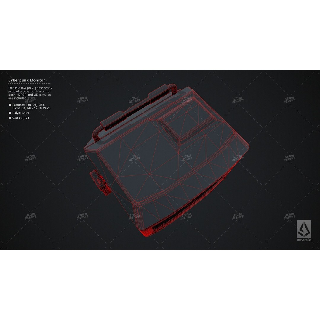 Cyberpunk Monitor 3D Model – Low Poly PBR Game Asset, FBX - View 12