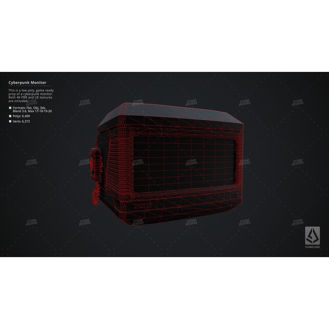 Cyberpunk Monitor 3D Model – Low Poly PBR Game Asset, FBX - View 13