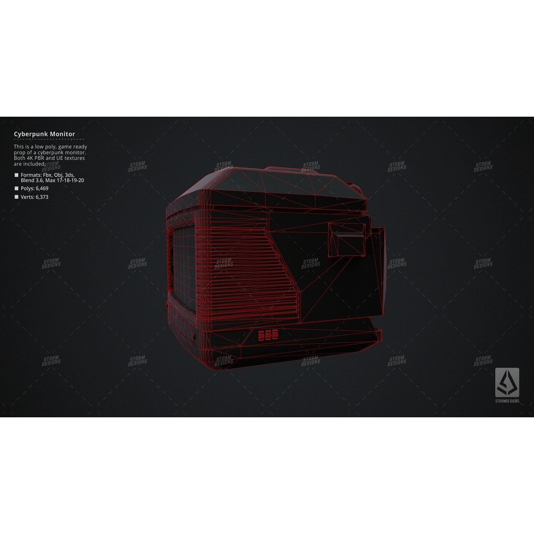 Cyberpunk Monitor 3D Model – Low Poly PBR Game Asset, FBX - View 14